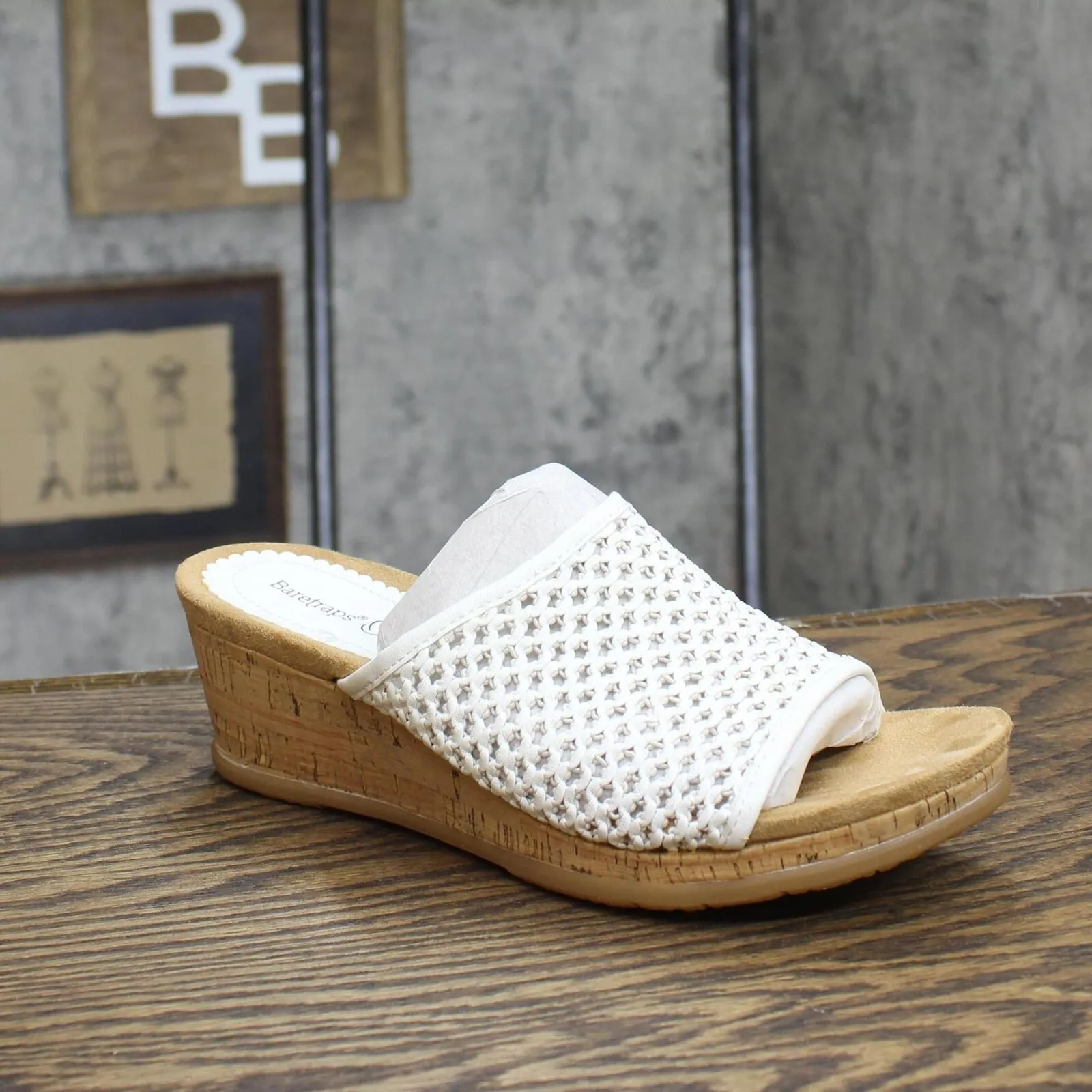 Baretraps Women's FLOSSY Slip On Lattice Sandals BT25630 White 8.5M