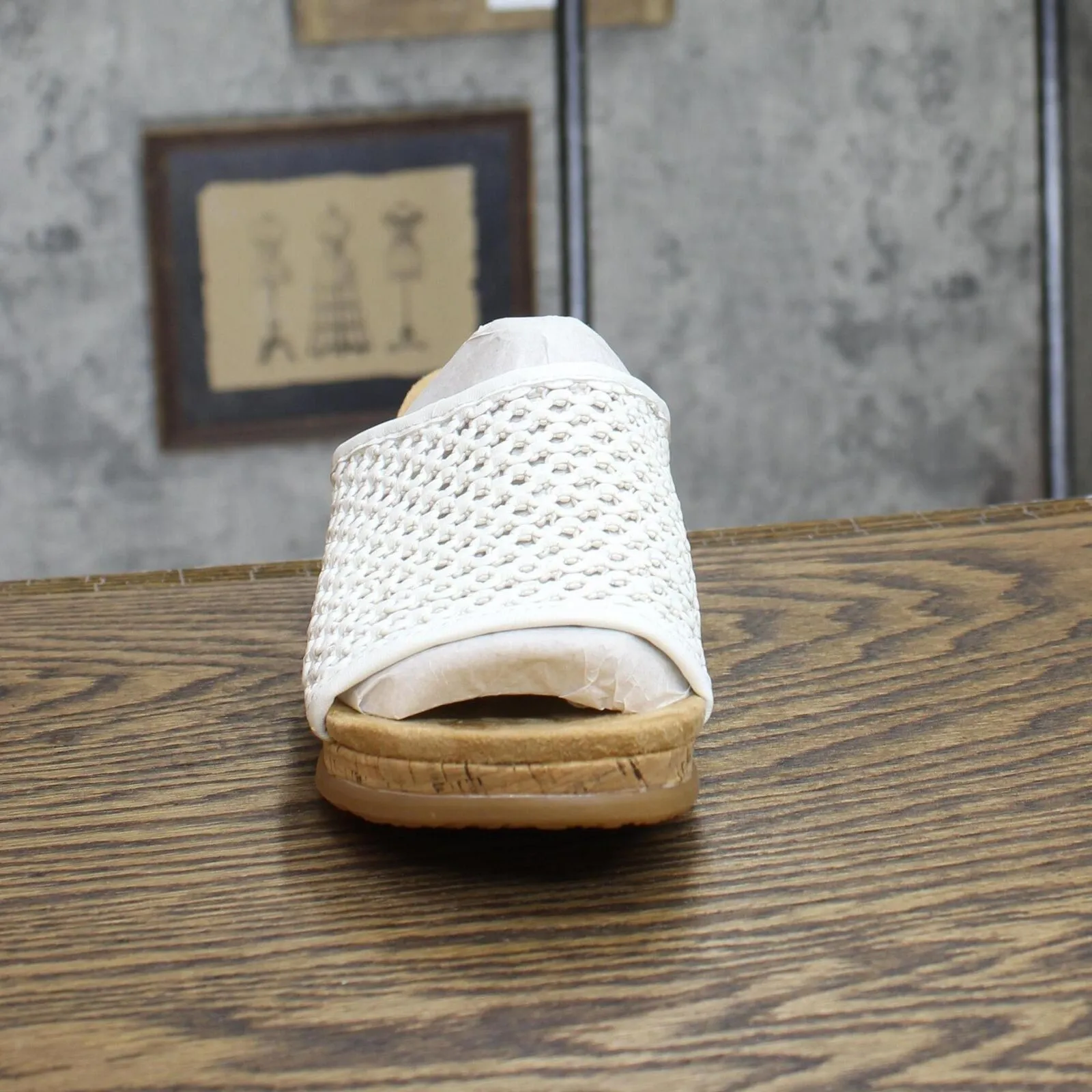 Baretraps Women's FLOSSY Slip On Lattice Sandals BT25630 White 8.5M