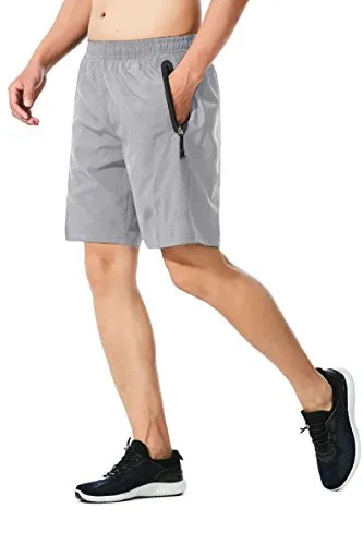 BIYLACLESEN Men's Sportswear Running/Training Shorts with Zip Pockets