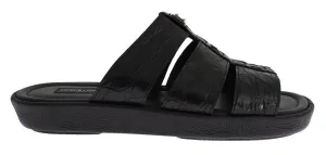 Black Caiman Crocodile Leather Sandal Shoes