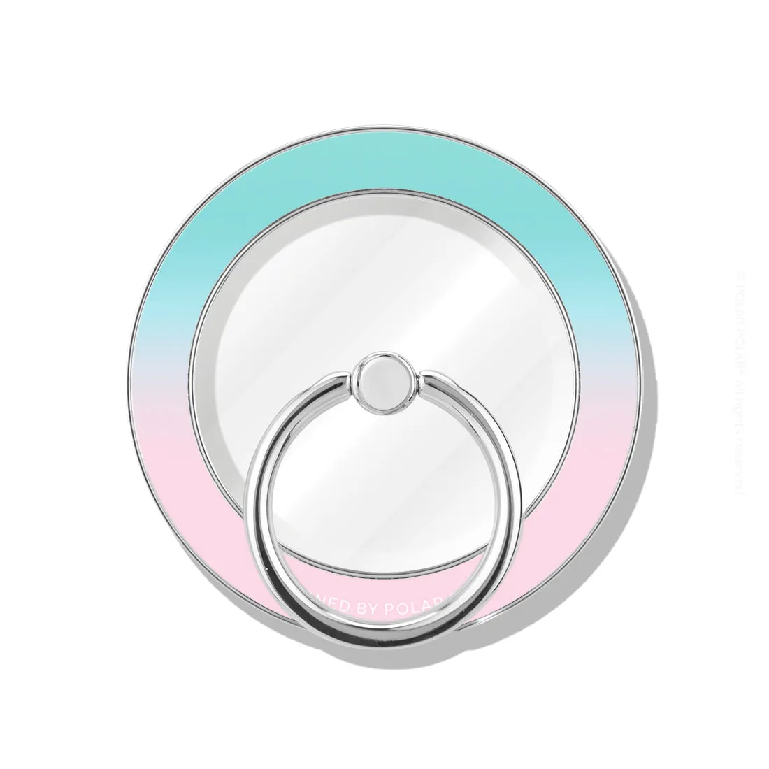 Blue Pink Pastel - Silver MagSafe Phone Grip and Ring Holder Stand