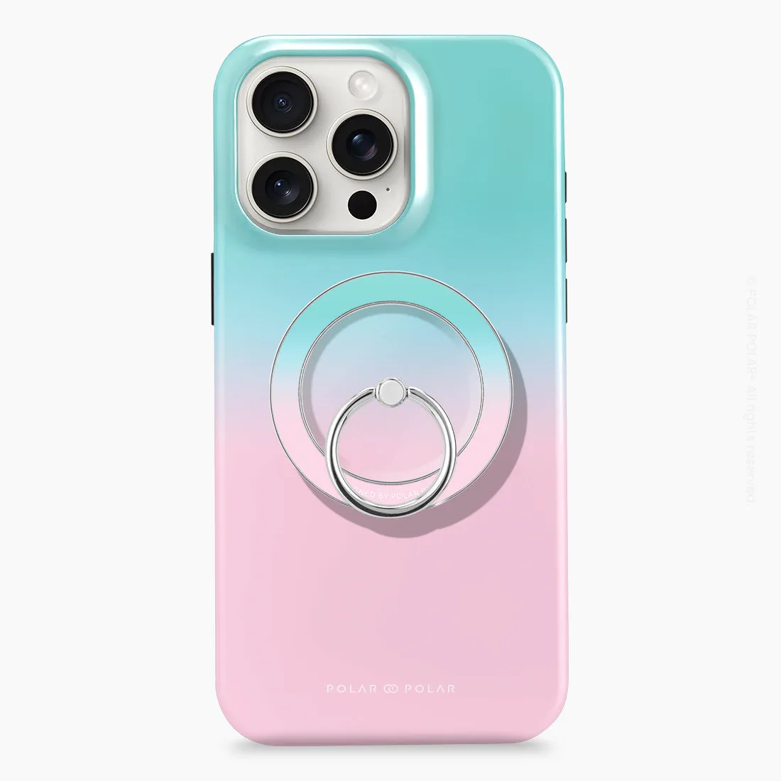Blue Pink Pastel - Silver MagSafe Phone Grip and Ring Holder Stand