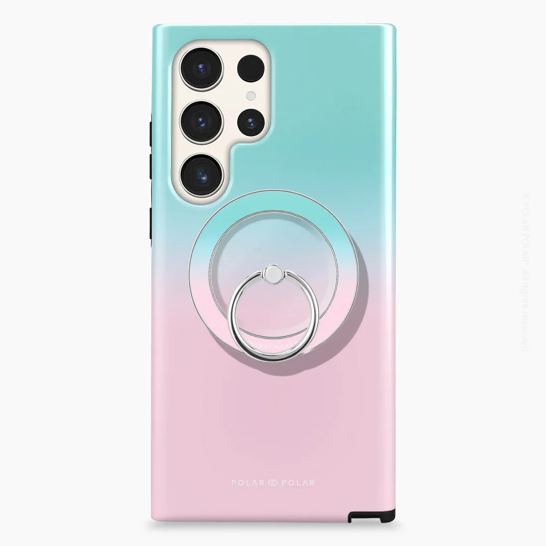 Blue Pink Pastel - Silver MagSafe Phone Grip and Ring Holder Stand