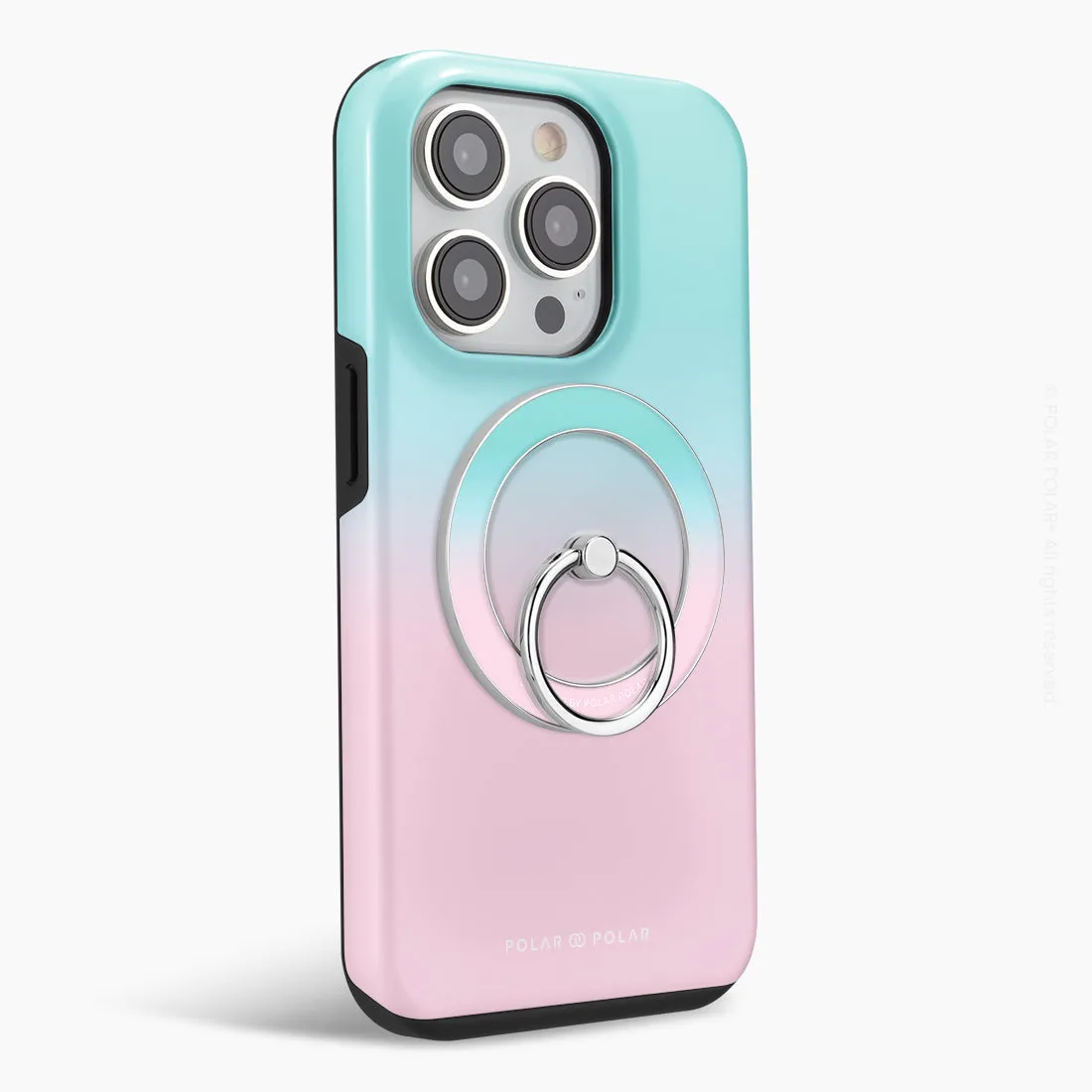 Blue Pink Pastel - Silver MagSafe Phone Grip and Ring Holder Stand