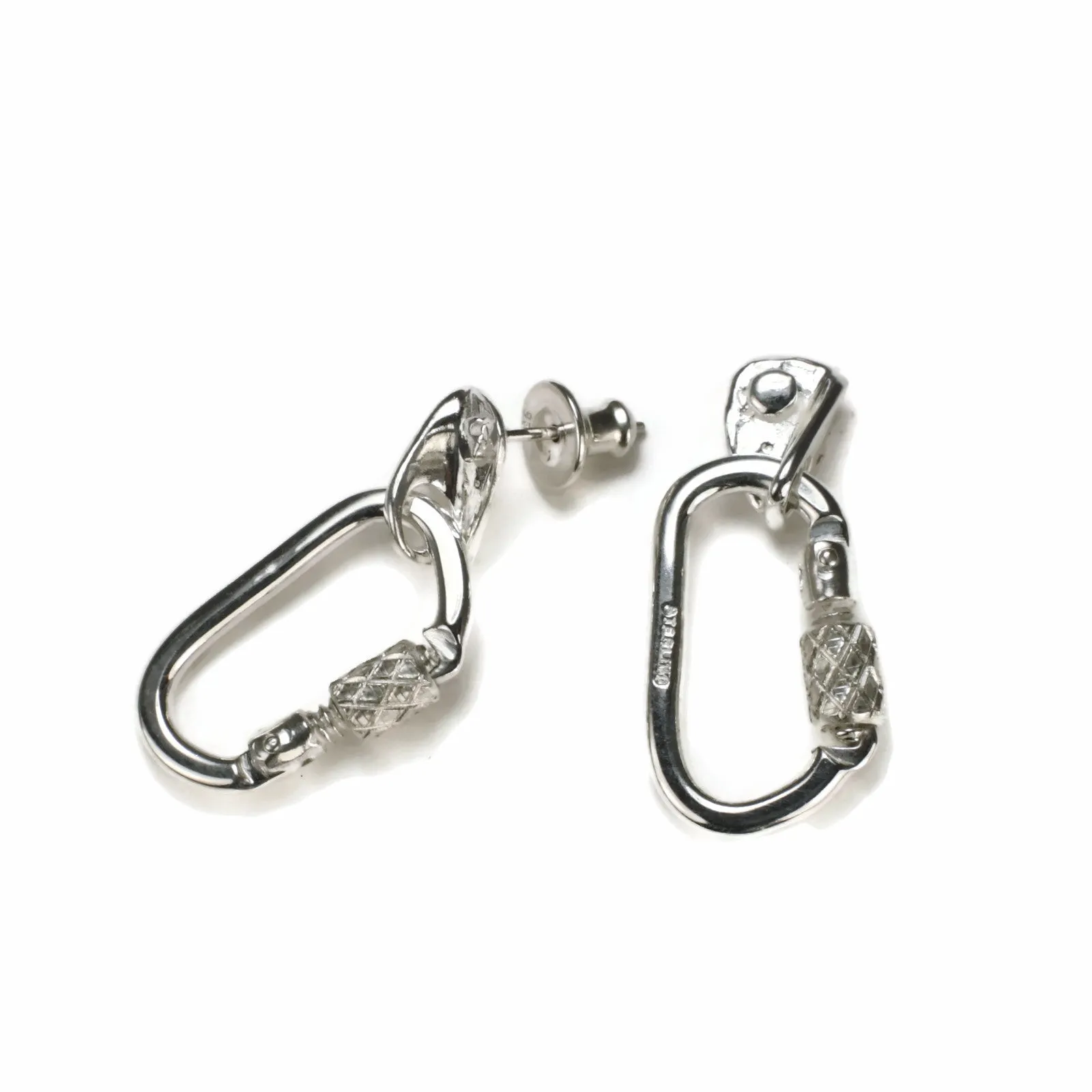 Bolt Hanger, Carabiner Post Earrings - Sterling -Rock Climbing Jewelry