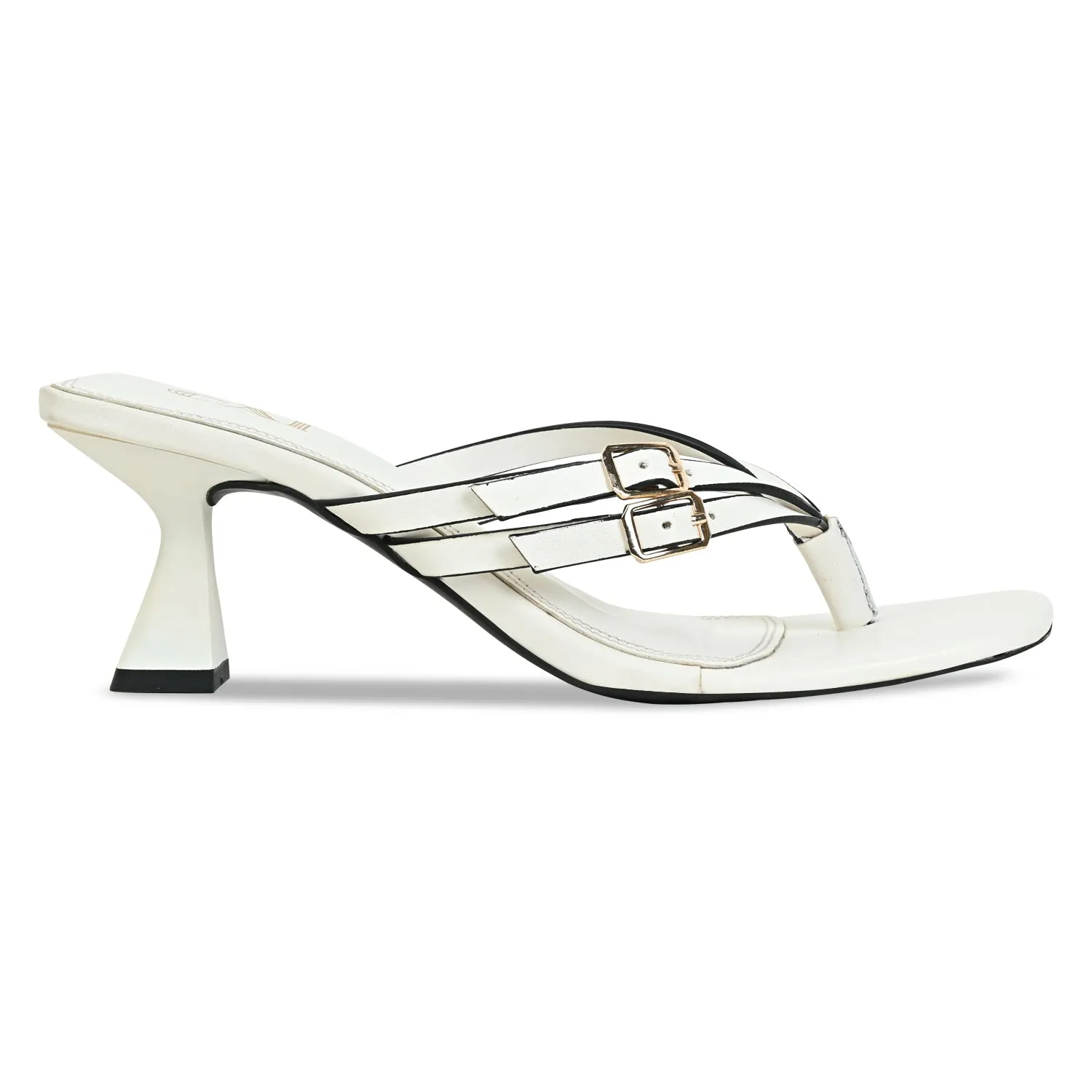 Buckled Thong White Heel