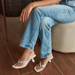 Buckled Thong White Heel