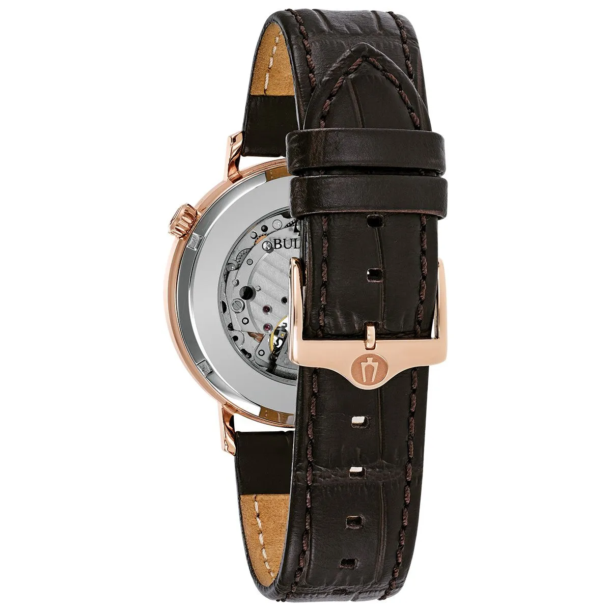 Bulova Men's Classic Aerojet Automatic Brown Leather Strap Watch 97A136