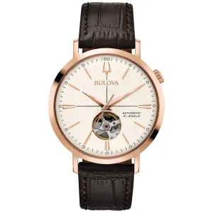 Bulova Men's Classic Aerojet Automatic Brown Leather Strap Watch 97A136