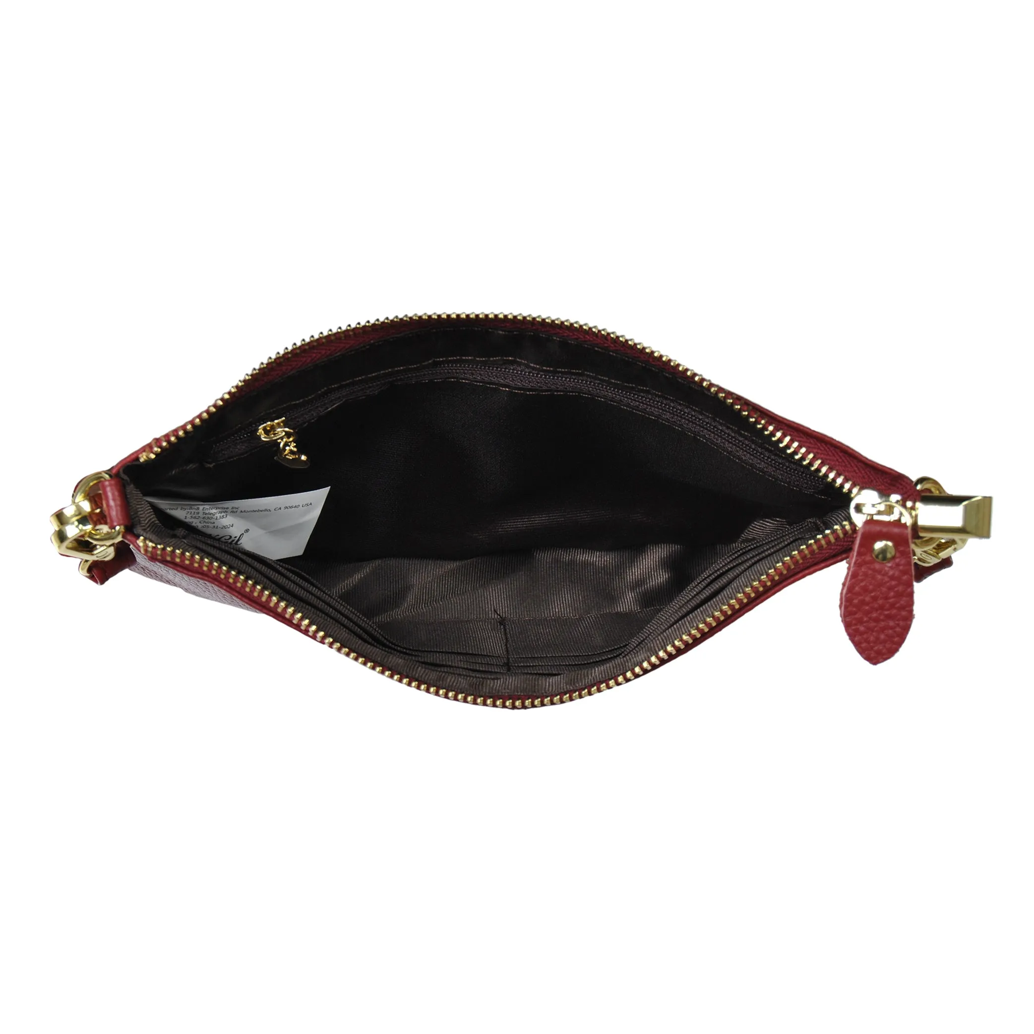 Burgundy NGIL Genuine Leather Wristlet Crossbody Bag
