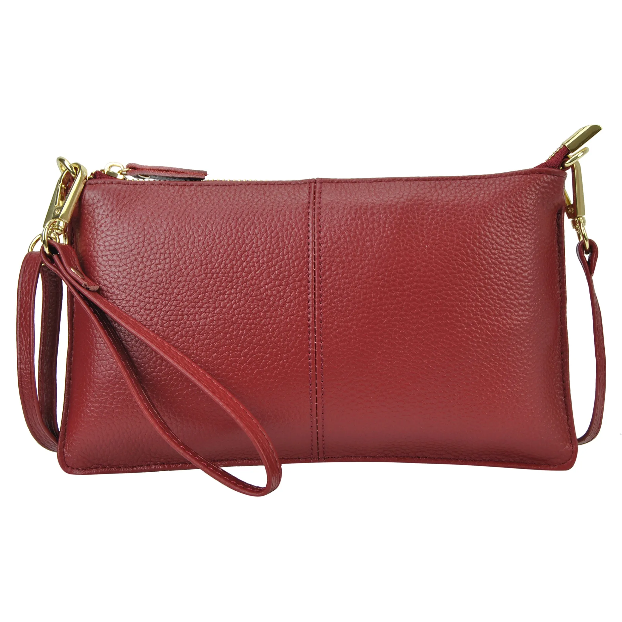 Burgundy NGIL Genuine Leather Wristlet Crossbody Bag