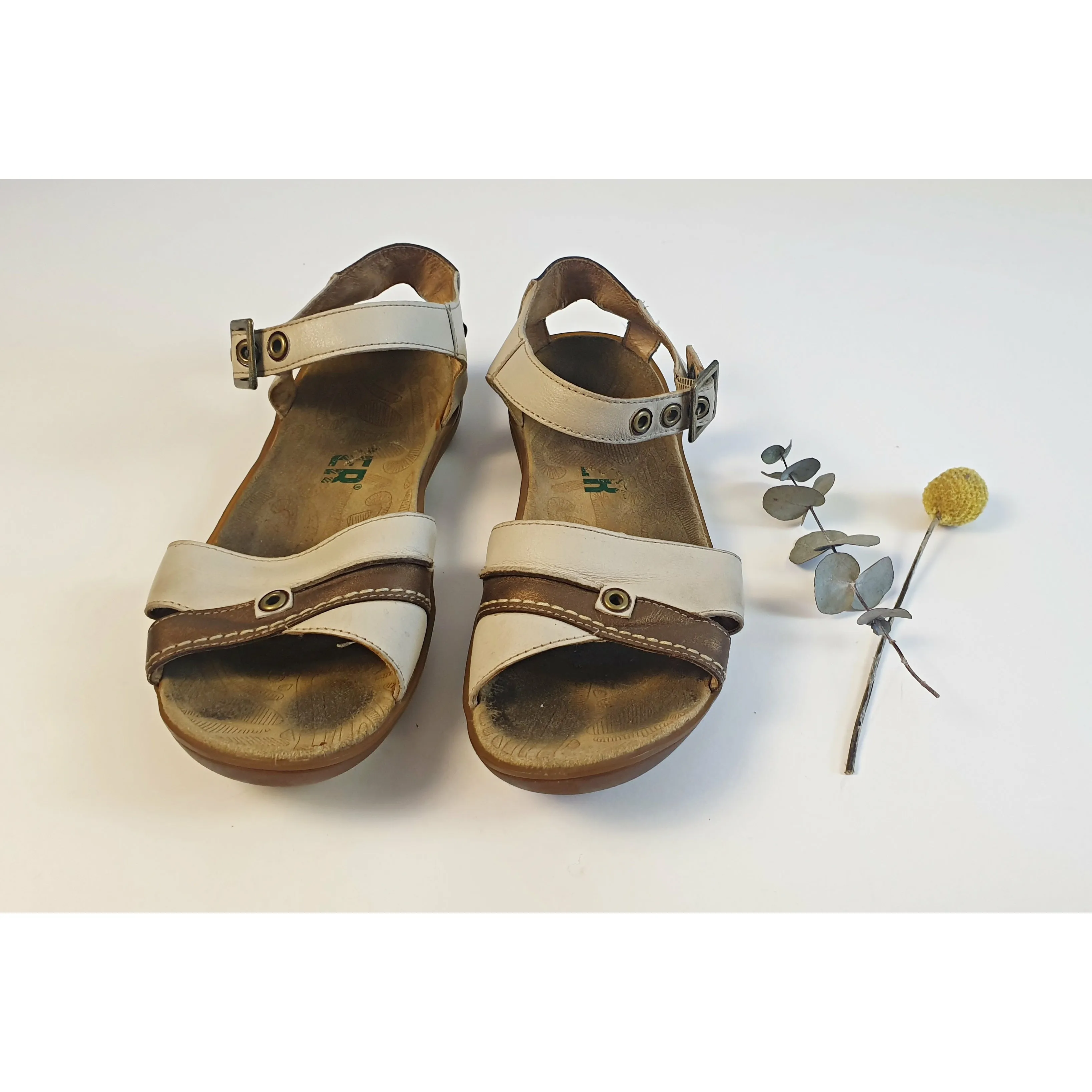 Camper white and gold sandals size 40
