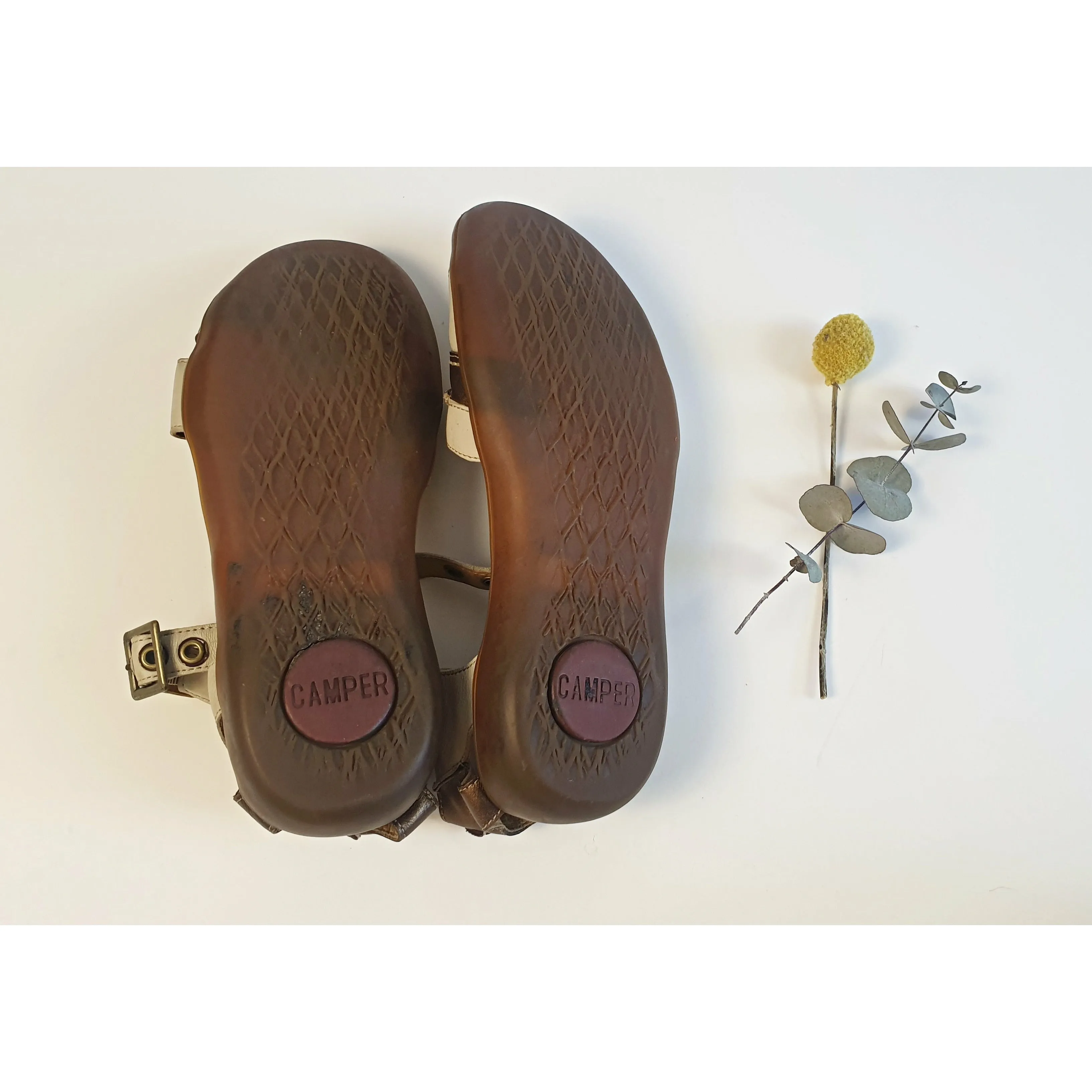 Camper white and gold sandals size 40