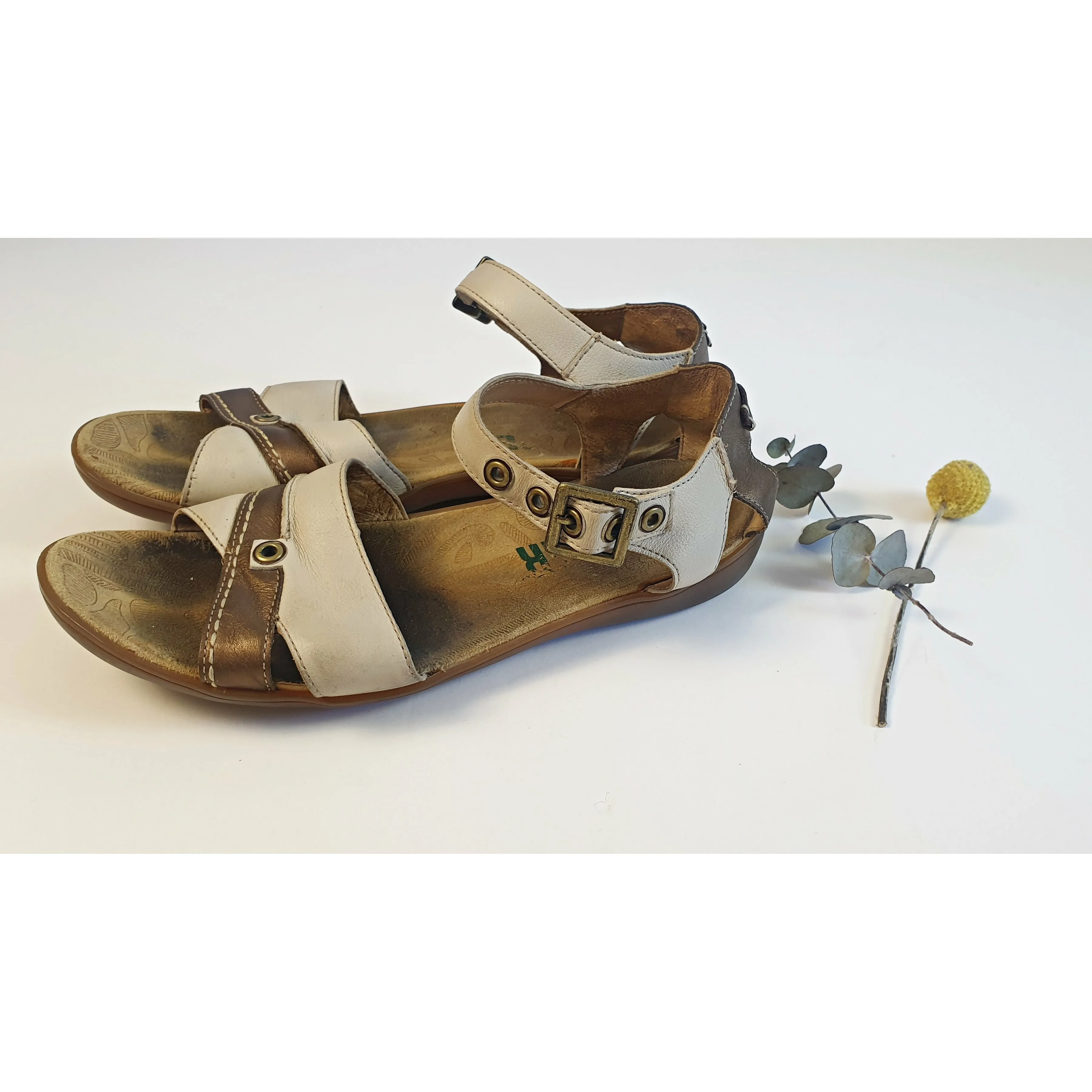 Camper white and gold sandals size 40