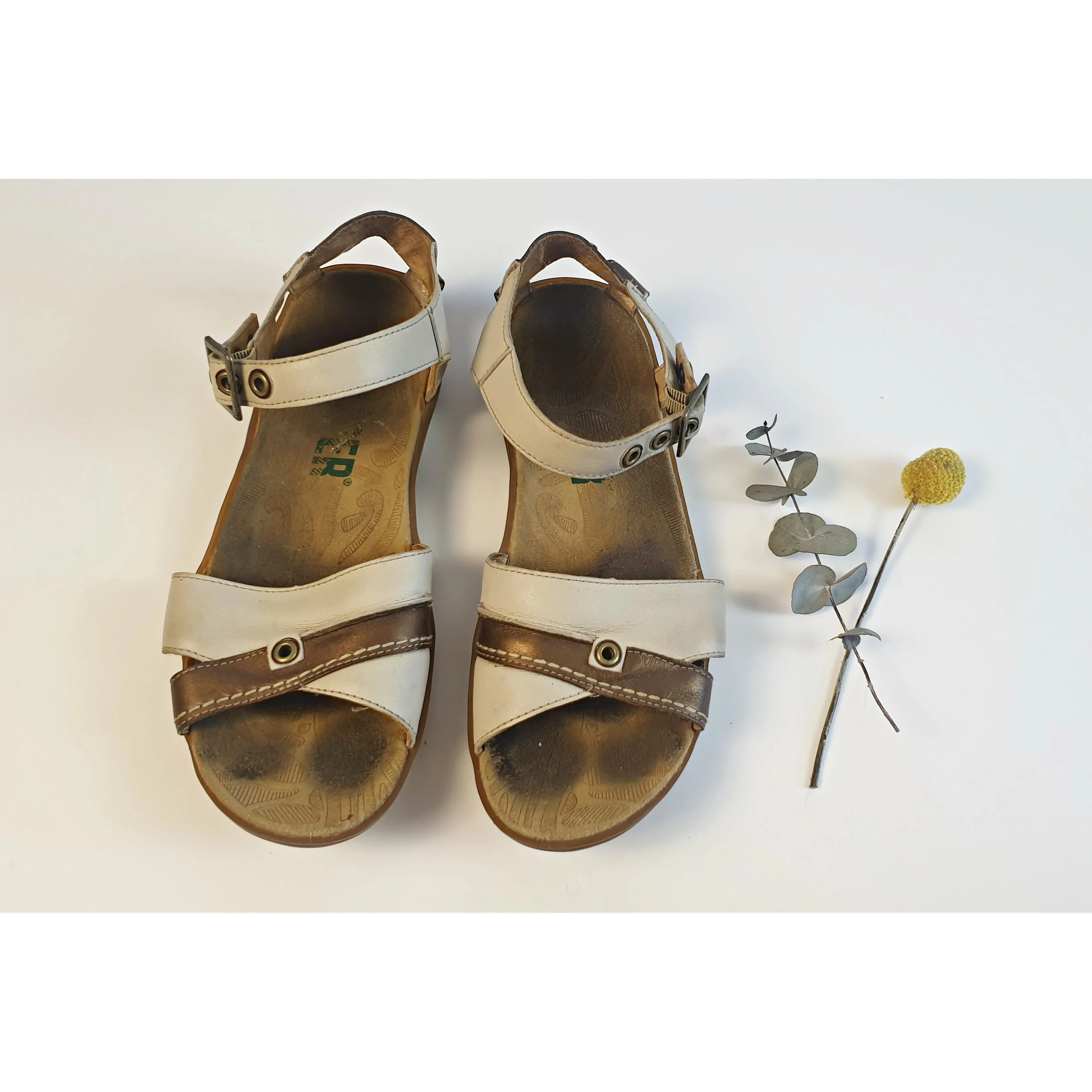 Camper white and gold sandals size 40