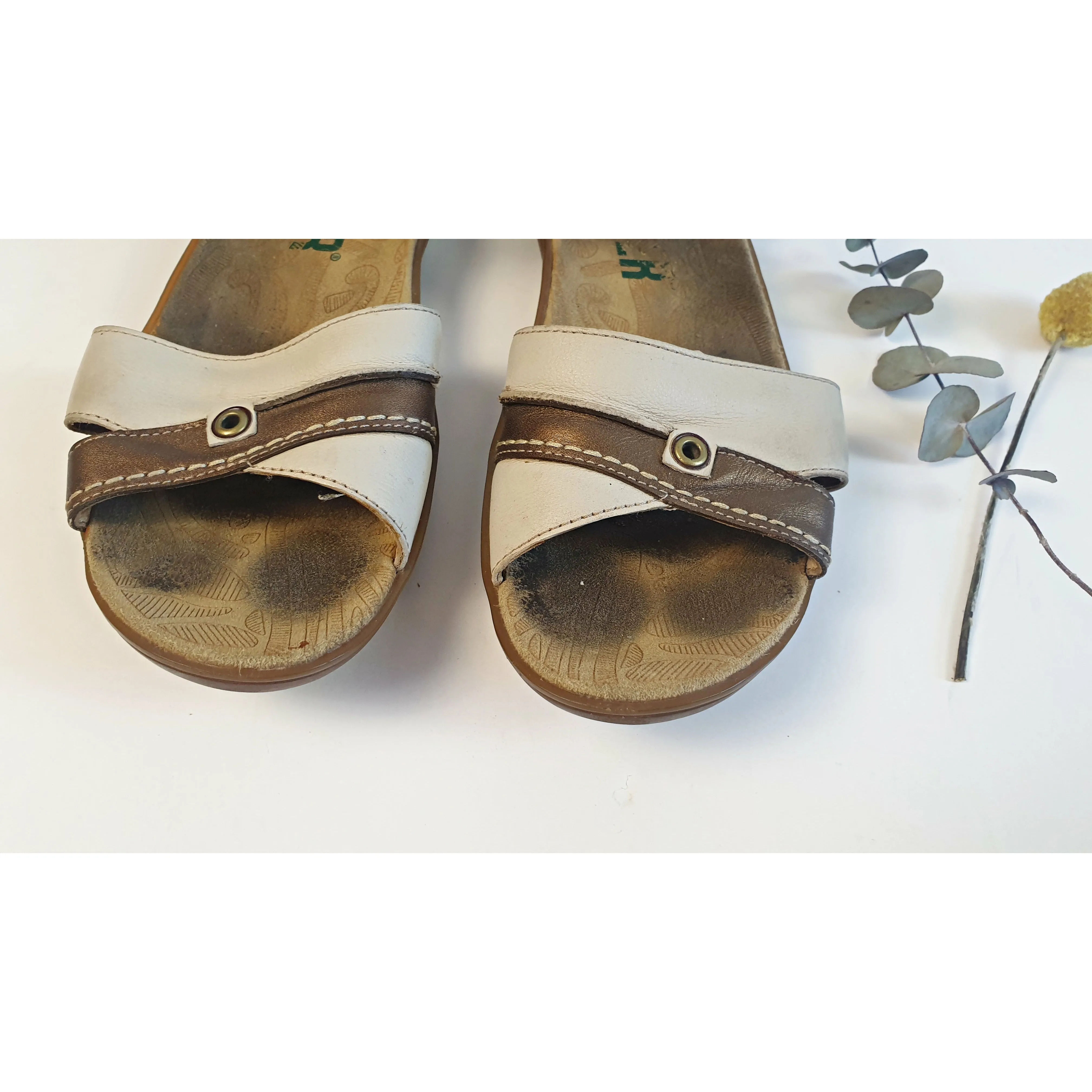 Camper white and gold sandals size 40