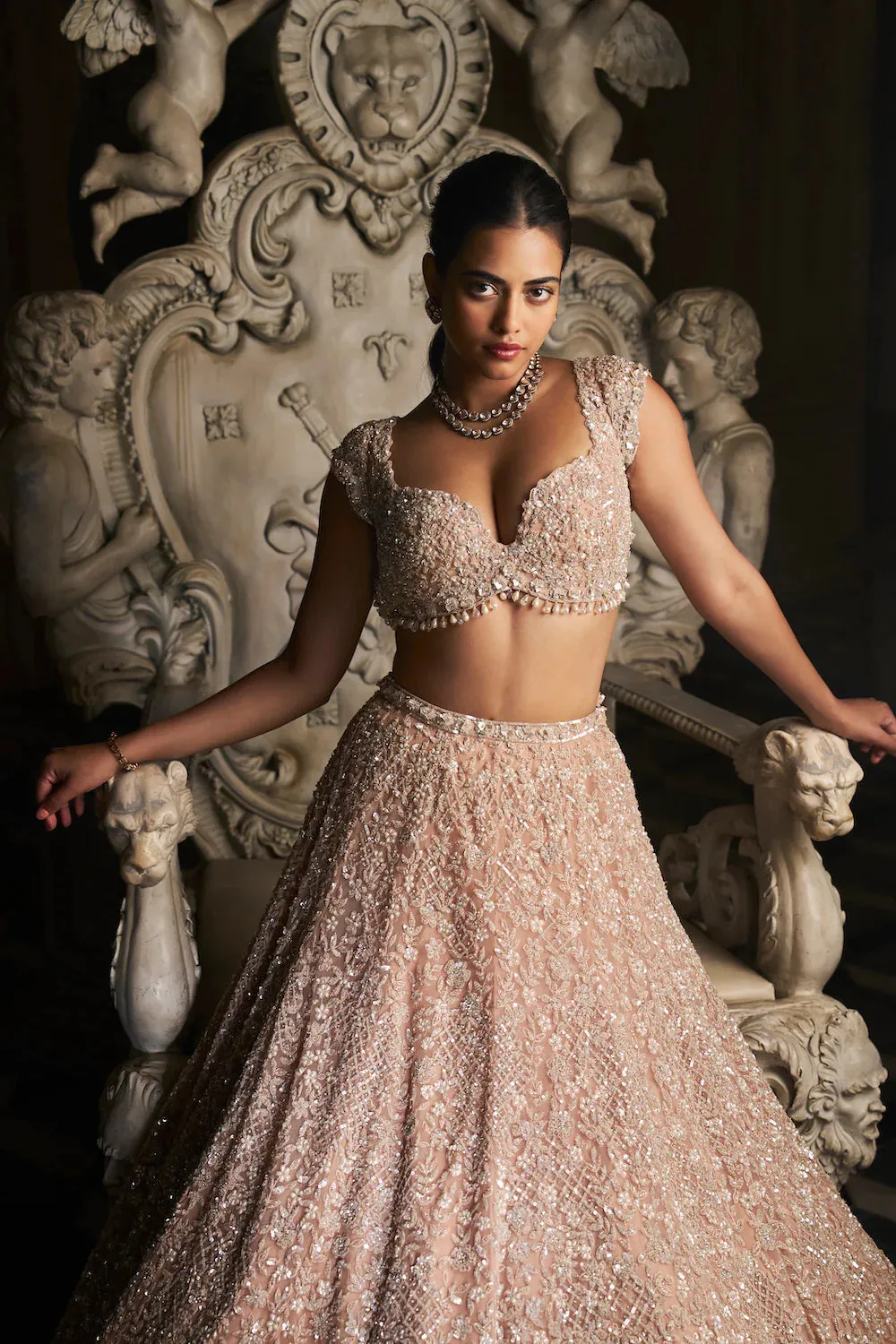 Champagne Sequin Lehenga Set