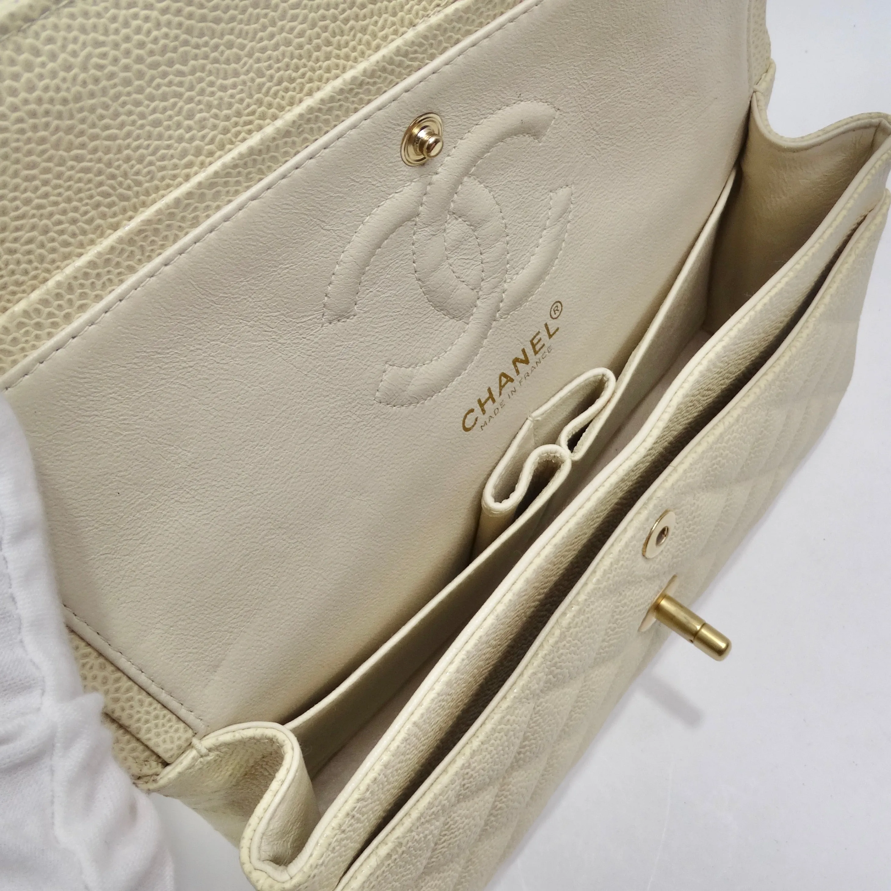 Chanel Caviar Quilted Small Double Flap White