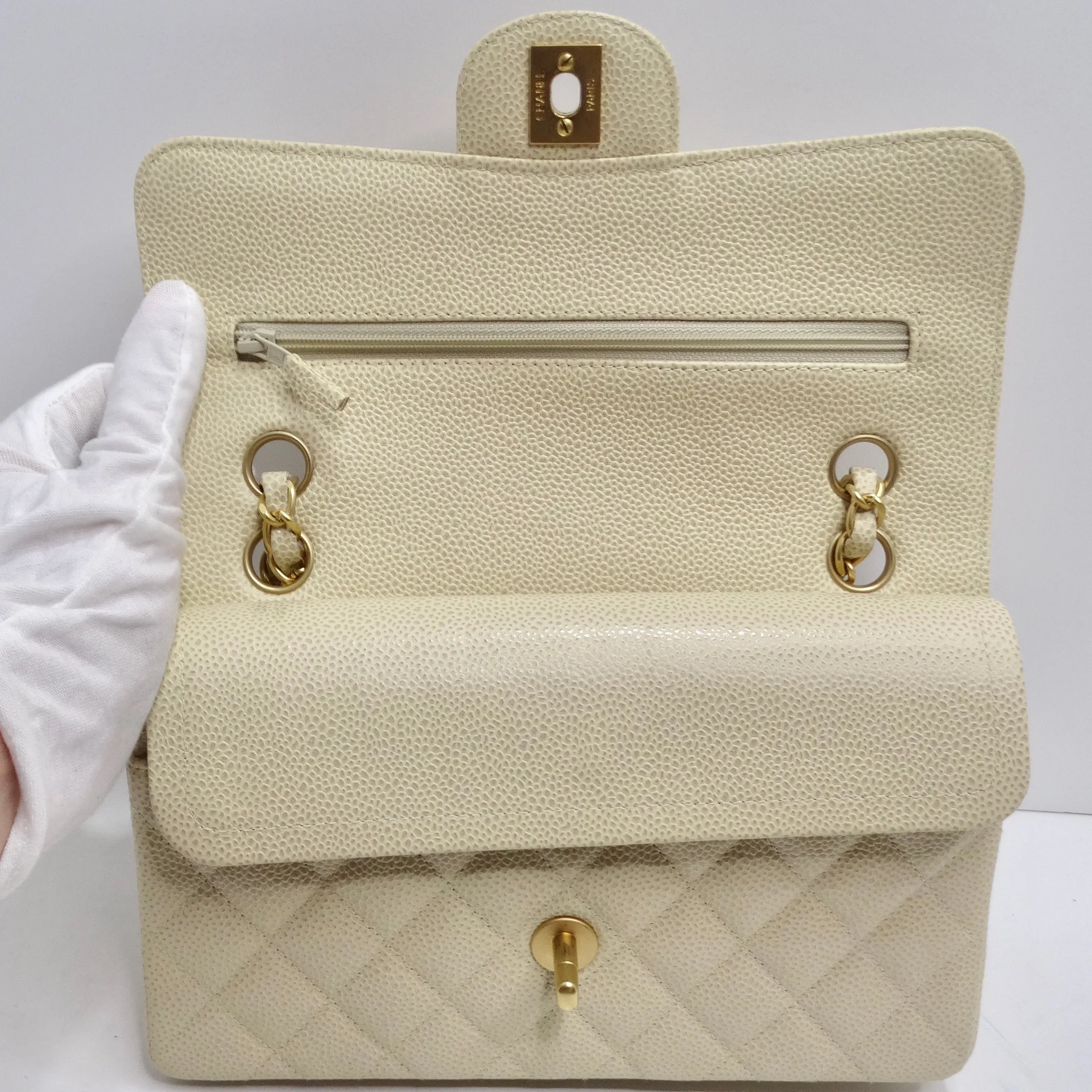 Chanel Caviar Quilted Small Double Flap White