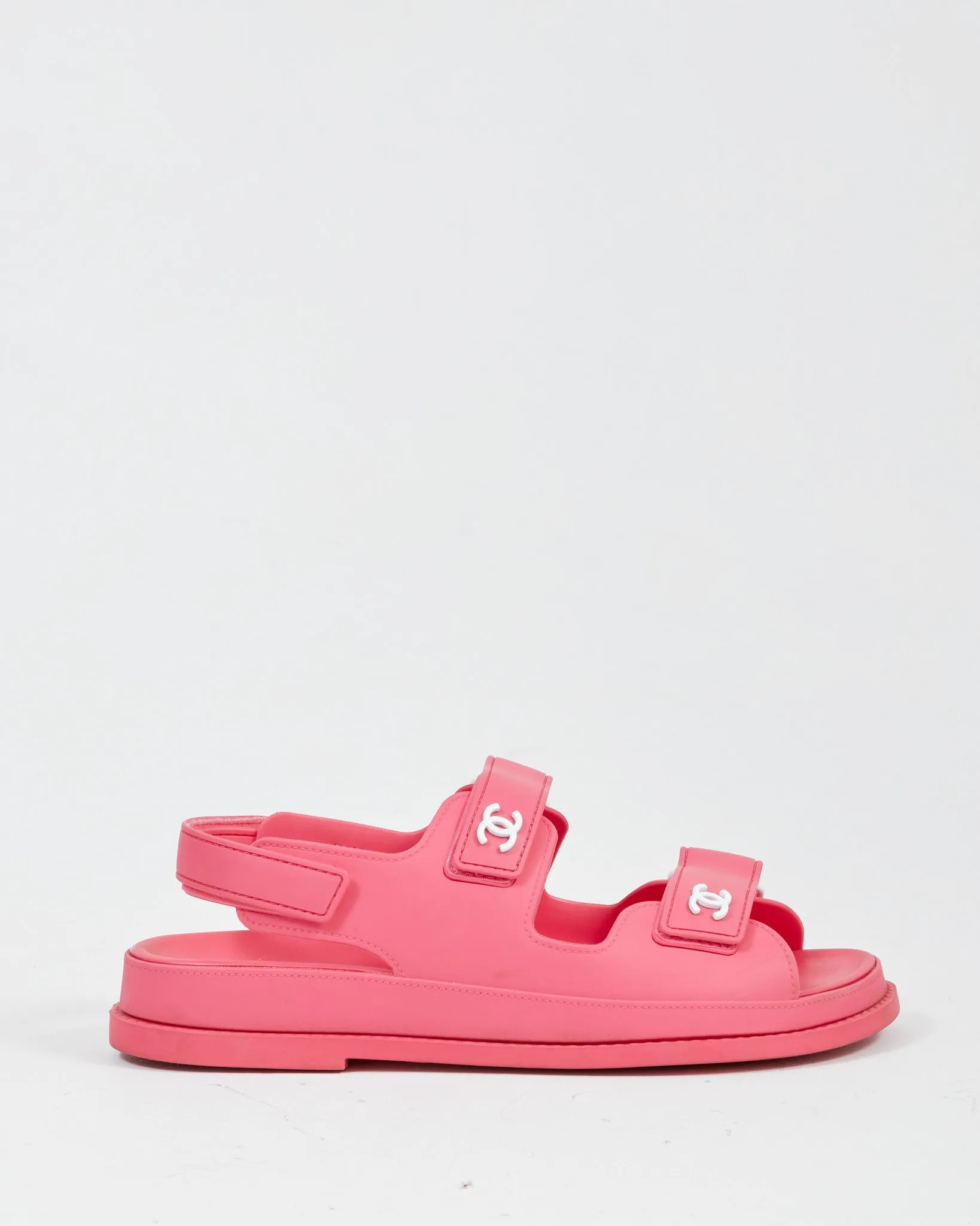Chanel Fuchsia Rubber Strap Dad Sandal - 40