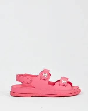Chanel Fuchsia Rubber Strap Dad Sandal - 40
