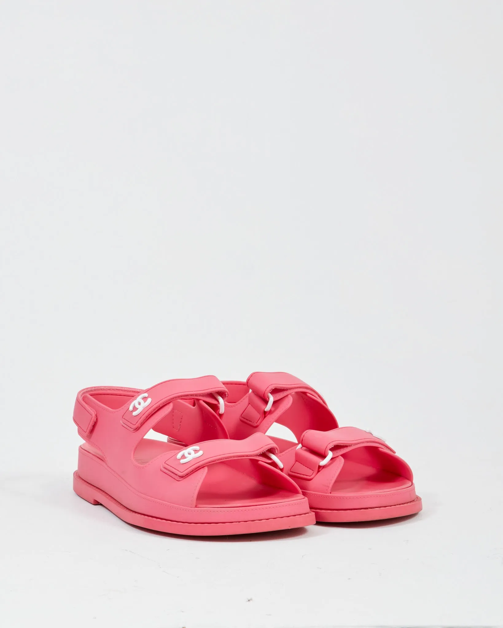 Chanel Fuchsia Rubber Strap Dad Sandal - 40