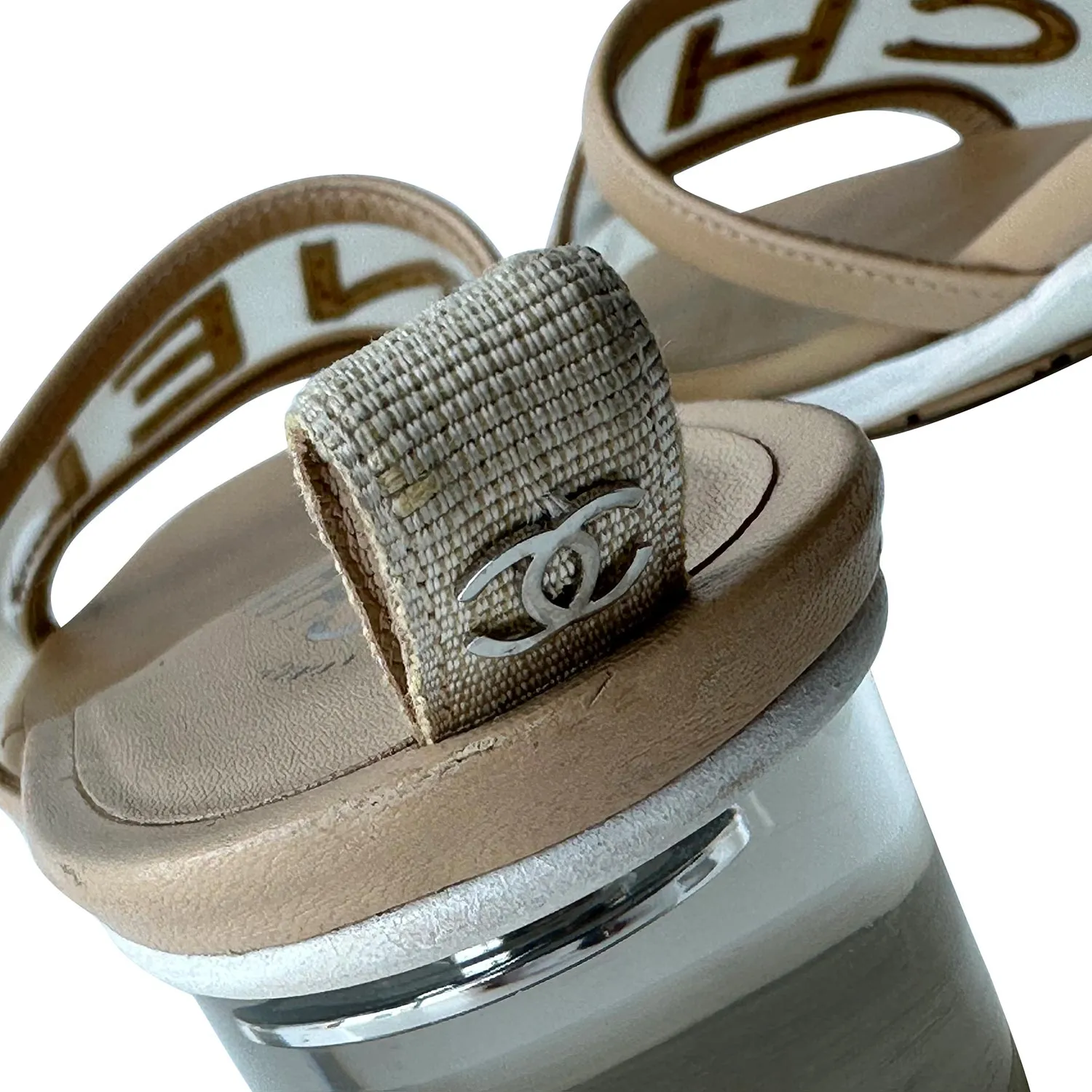 Chanel Logo Clear Mules