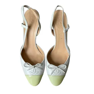 Chanel Two Tone Logo Slingback Heels