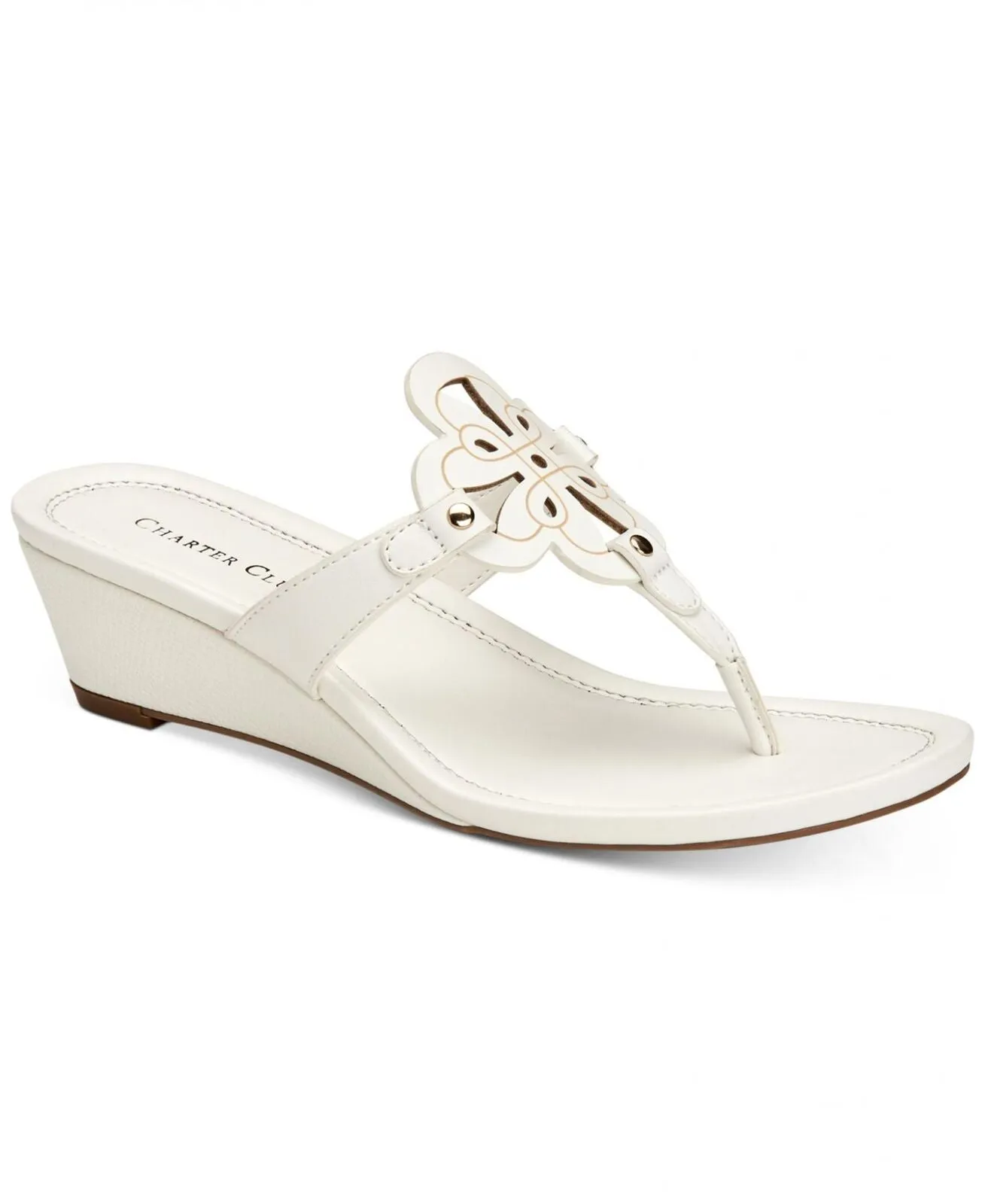 Charter Club Womens Penelopee Slides Wedge Sandals 10009958900 White 5.5M