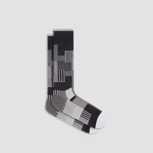 Check-Stripe Mid-Calf Socks