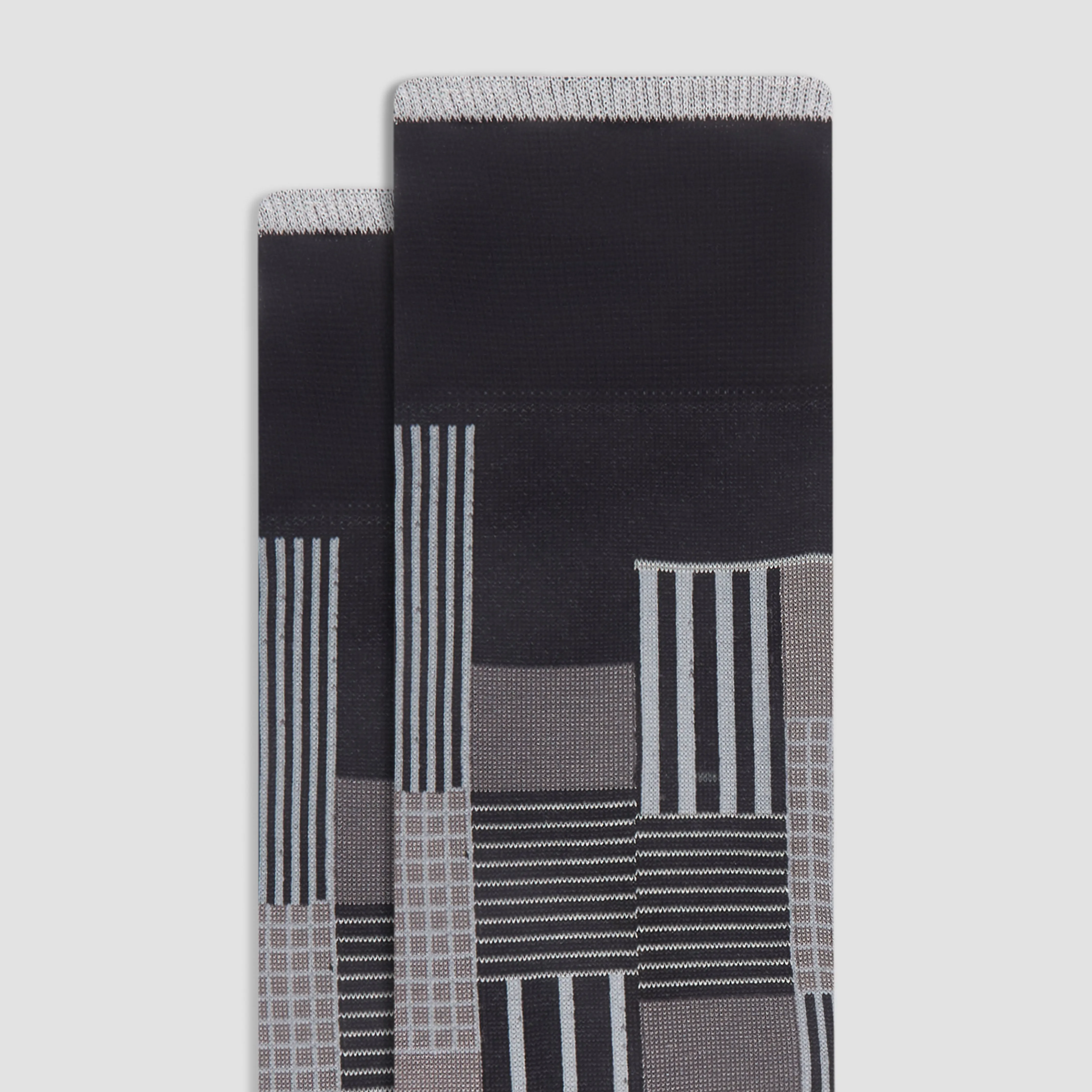 Check-Stripe Mid-Calf Socks