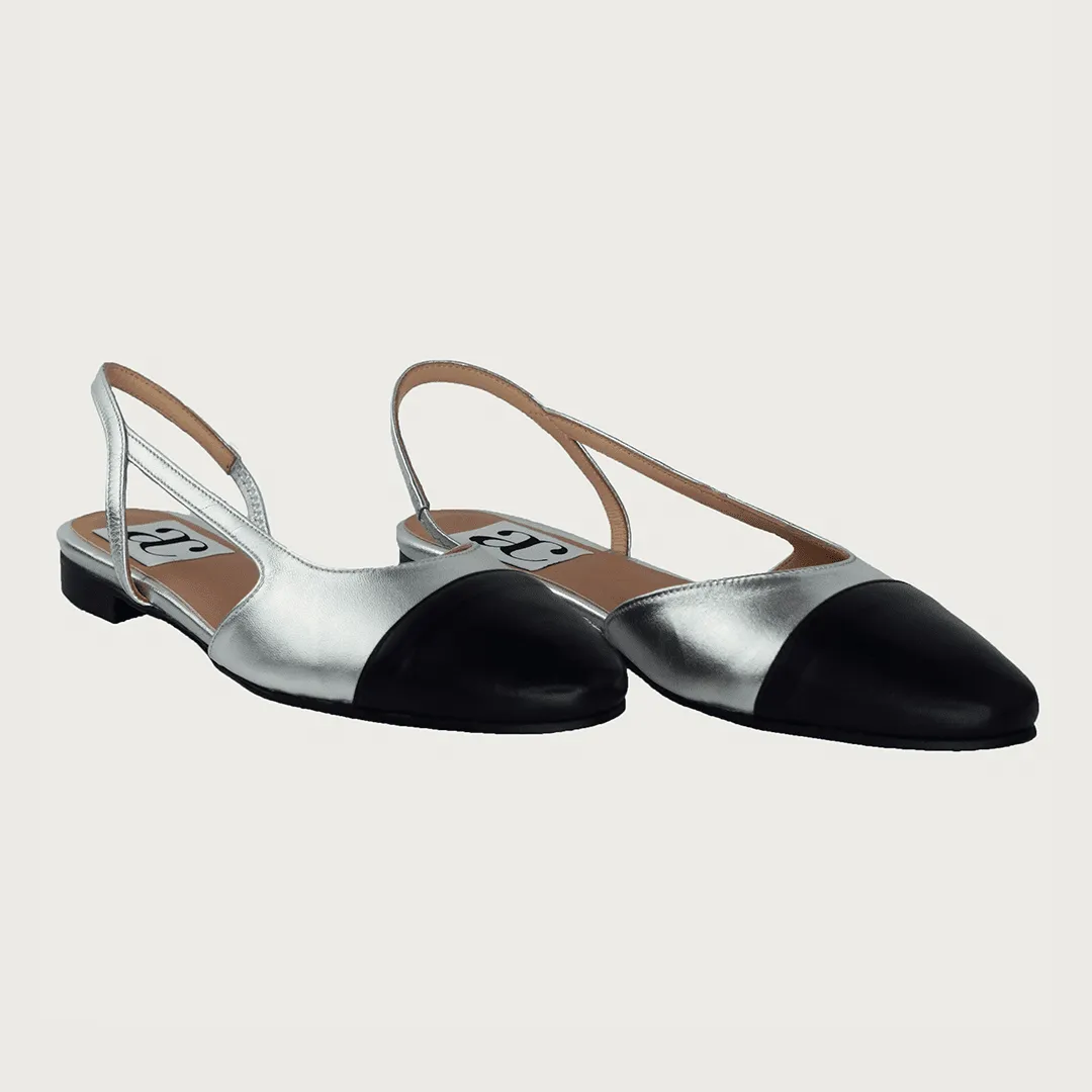 Chloe 10 Slingback Silver-Black Leather