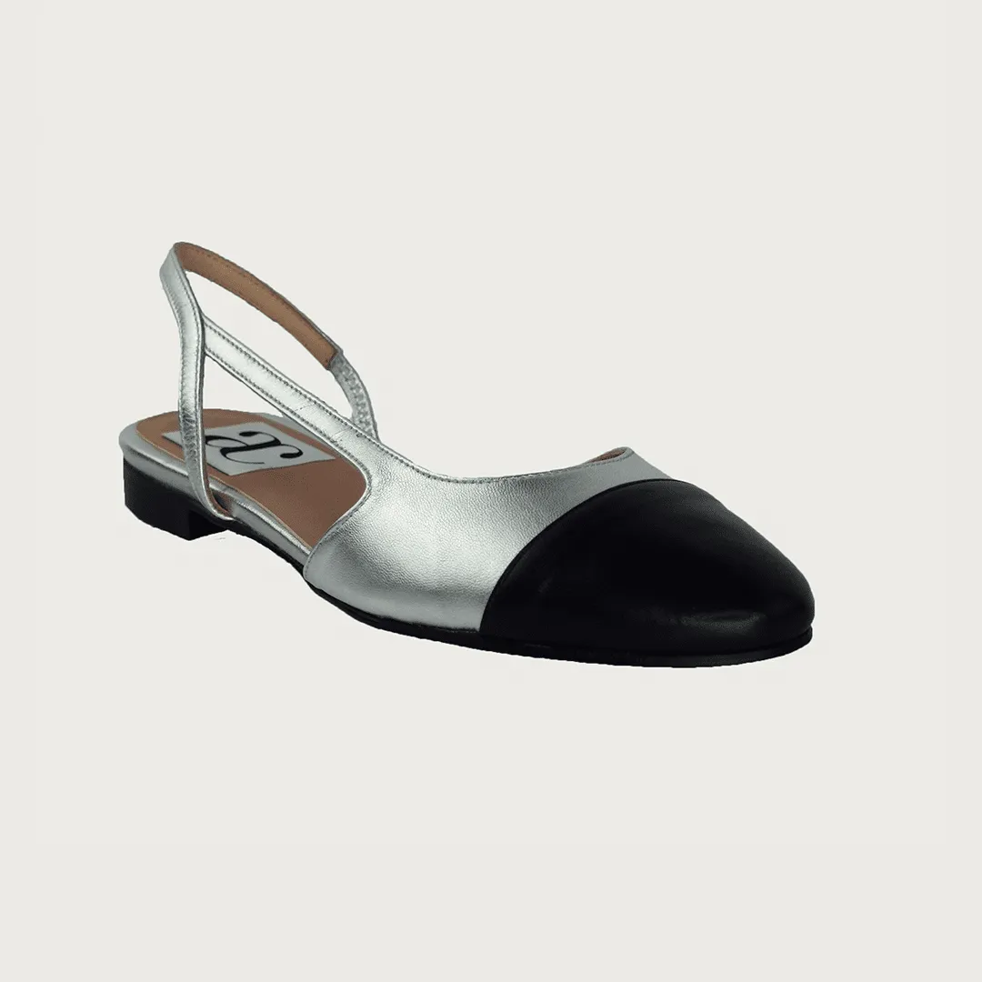 Chloe 10 Slingback Silver-Black Leather
