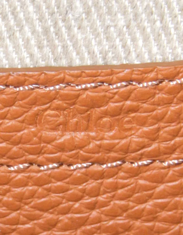 Chloe Tan Leather Small Marcie Saddle Crossbody Bag w/ Canvas Strap