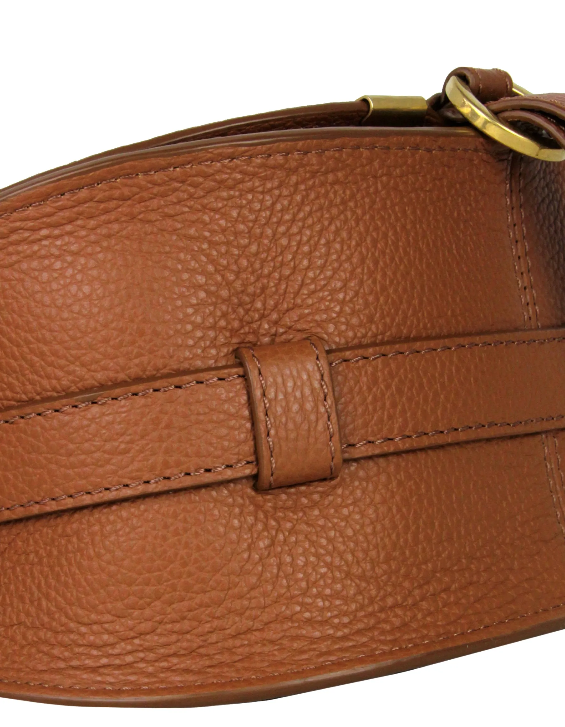 Chloe Tan Leather Small Marcie Saddle Crossbody Bag w/ Canvas Strap