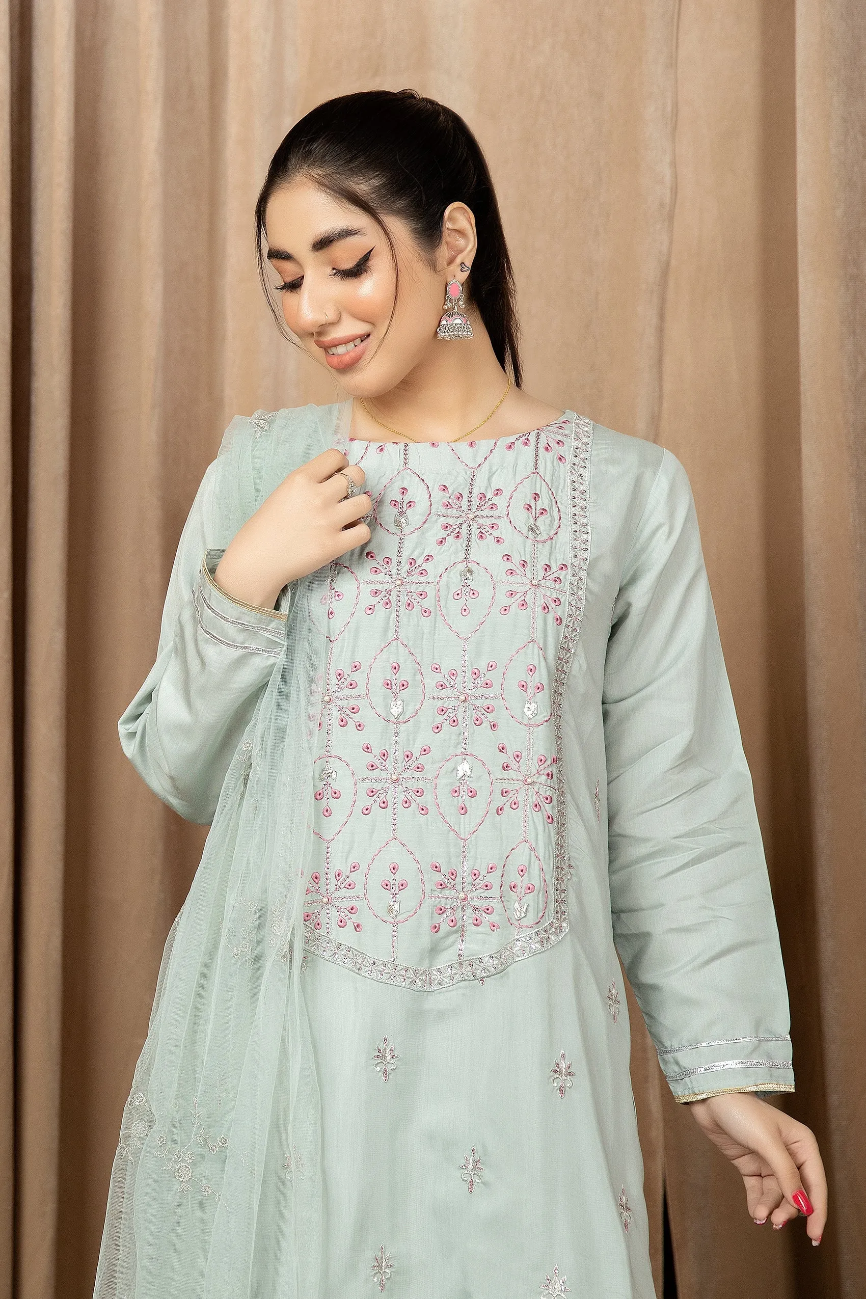 Classic Sky Blue Pakistani Salwar Kameez with Dupatta Salwar Suit