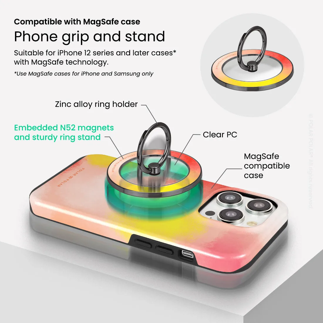 Clouds in Fall - Black MagSafe Phone Grip and Ring Holder Stand