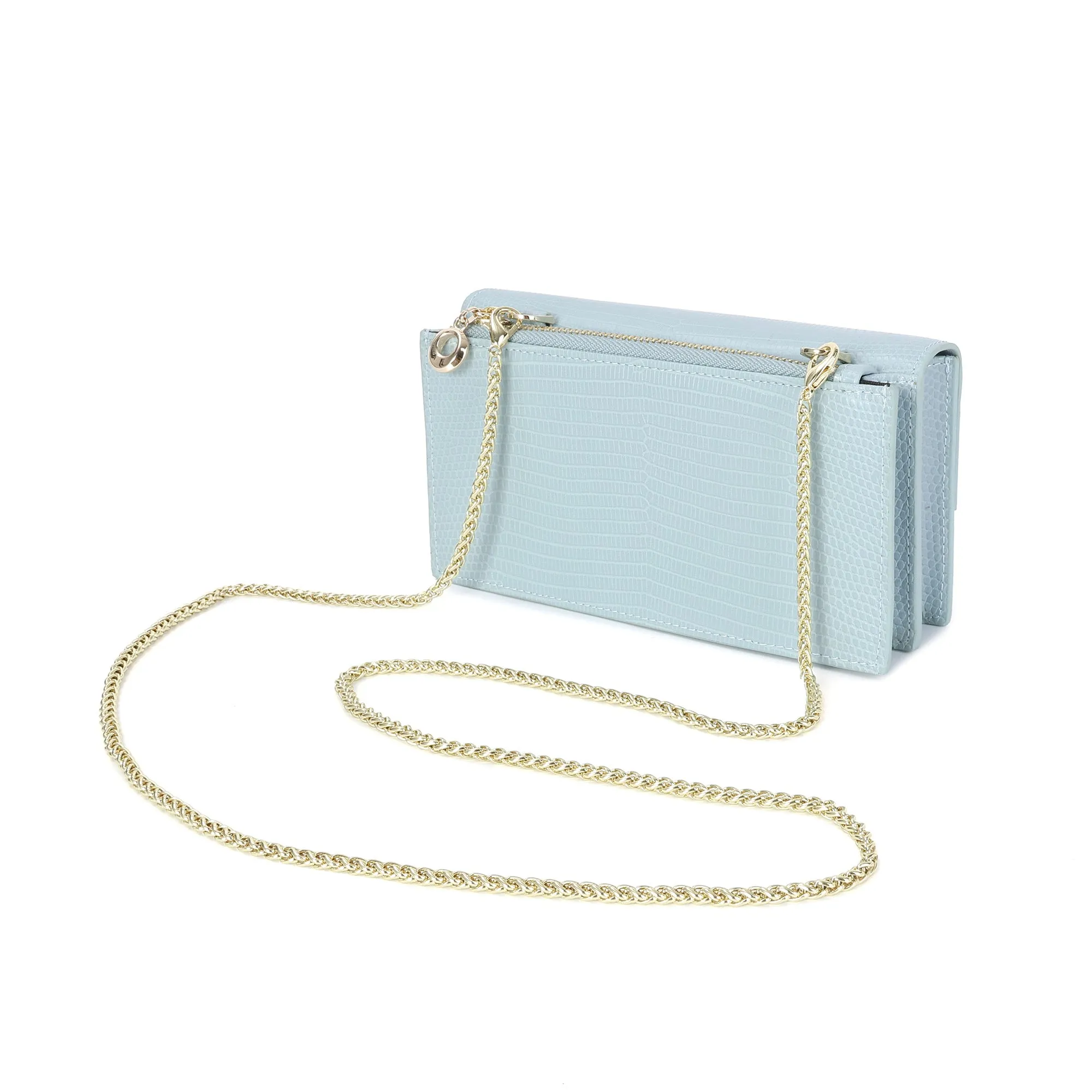 Croc-Embossed Leather Shoulder Bag