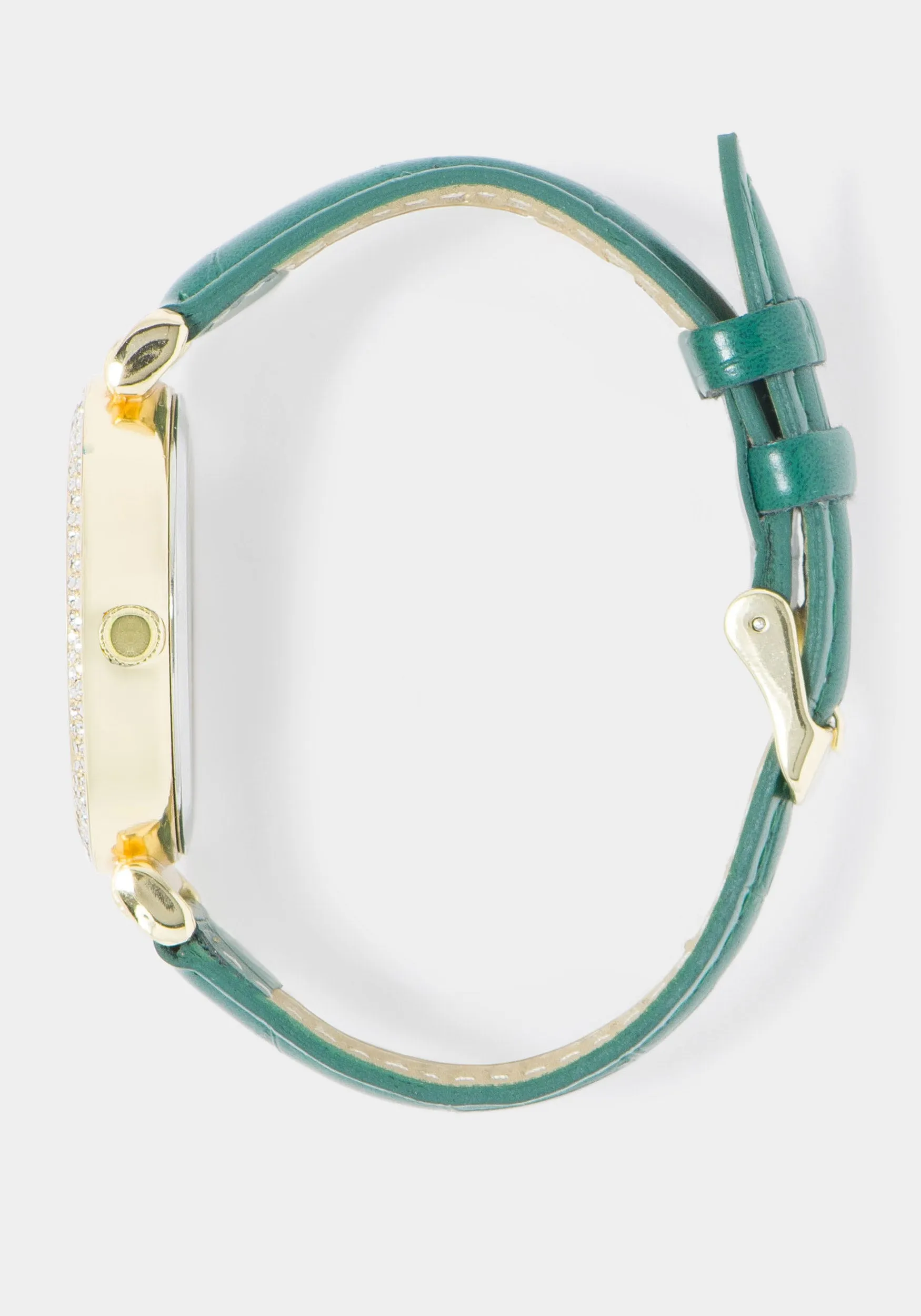 Croco Strap Crystal Watch