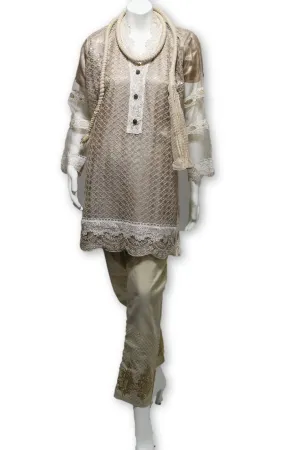 D13 Pakistani Indian Women Embroidered Organza Formal Dress