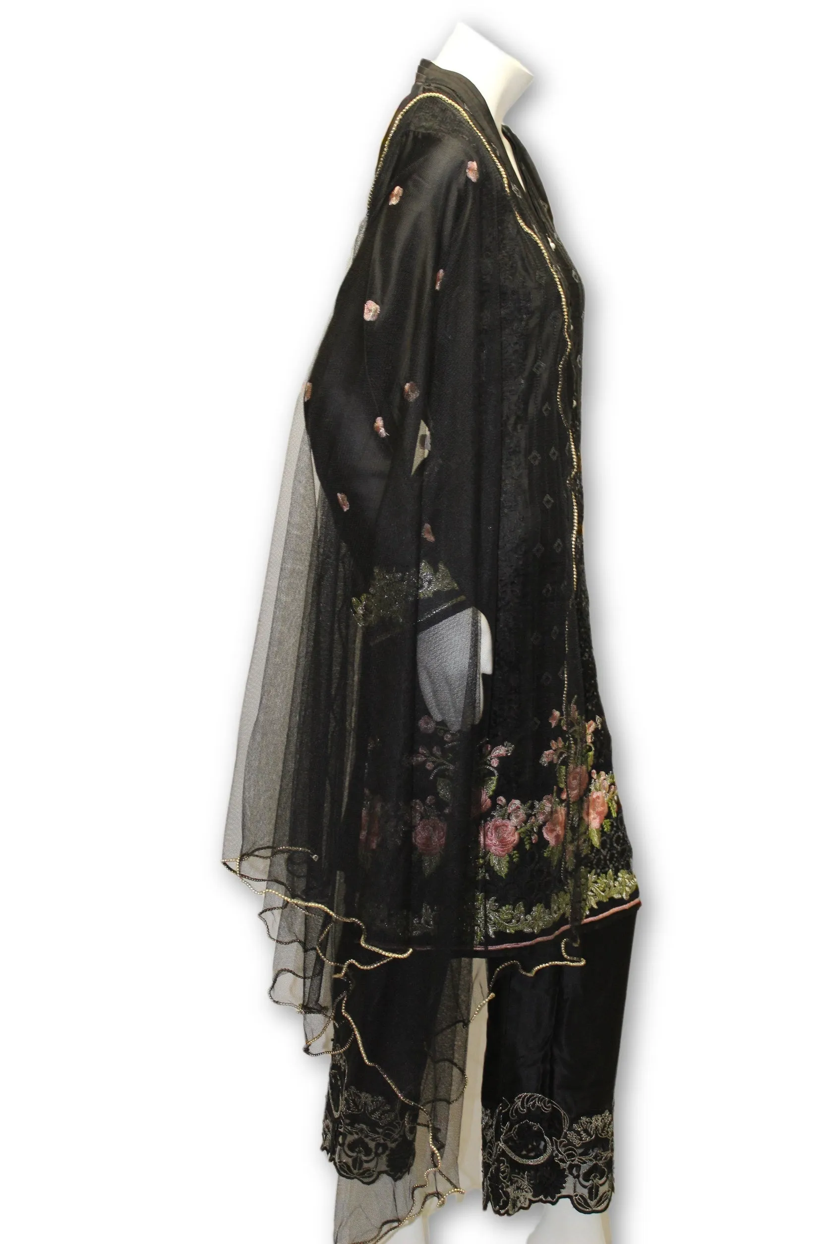 D15 Pakistani Indian Silk Embroidered Dress