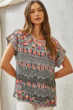 Deidra Flowy Embroidered Top