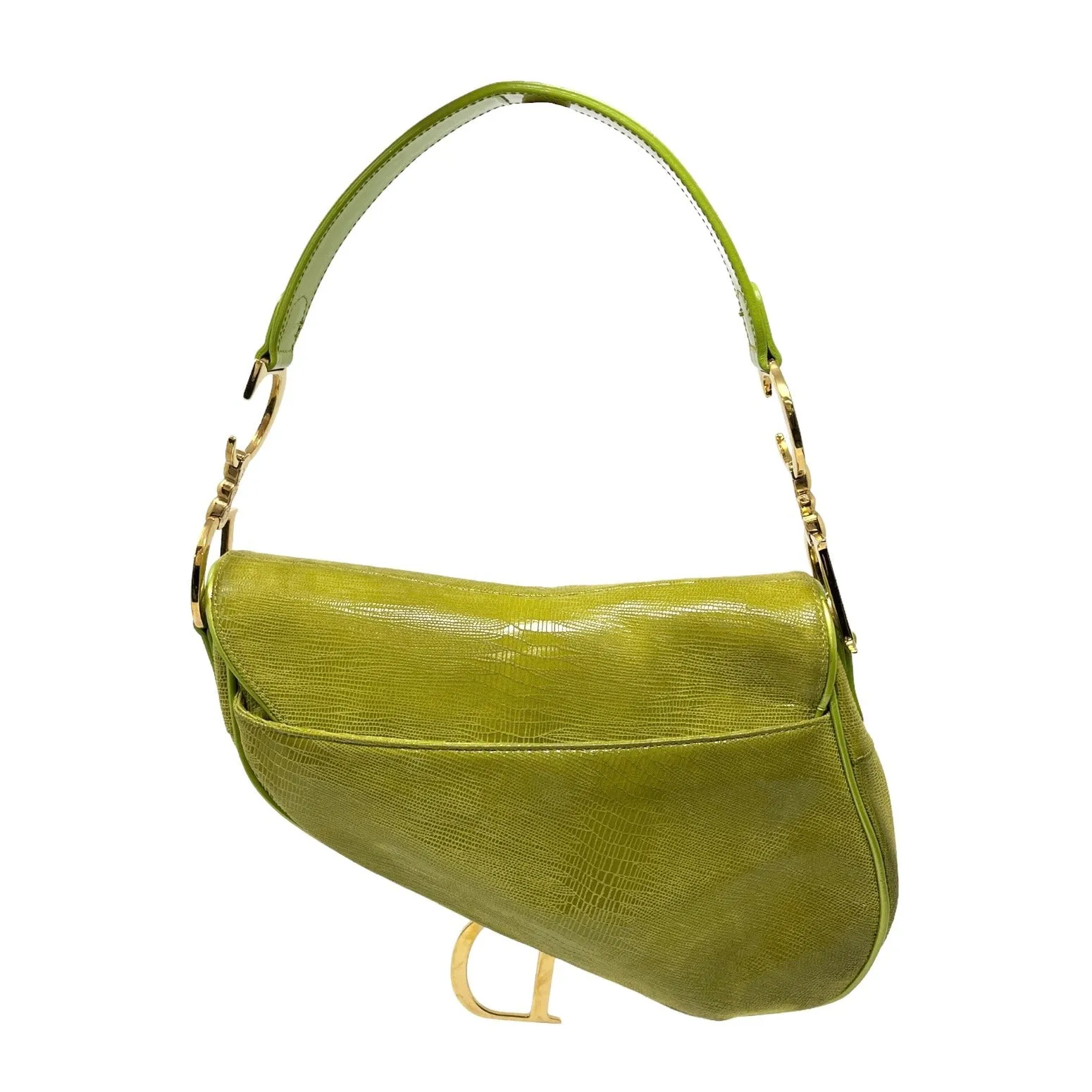 Dior Lime Green Leather Saddle Bag