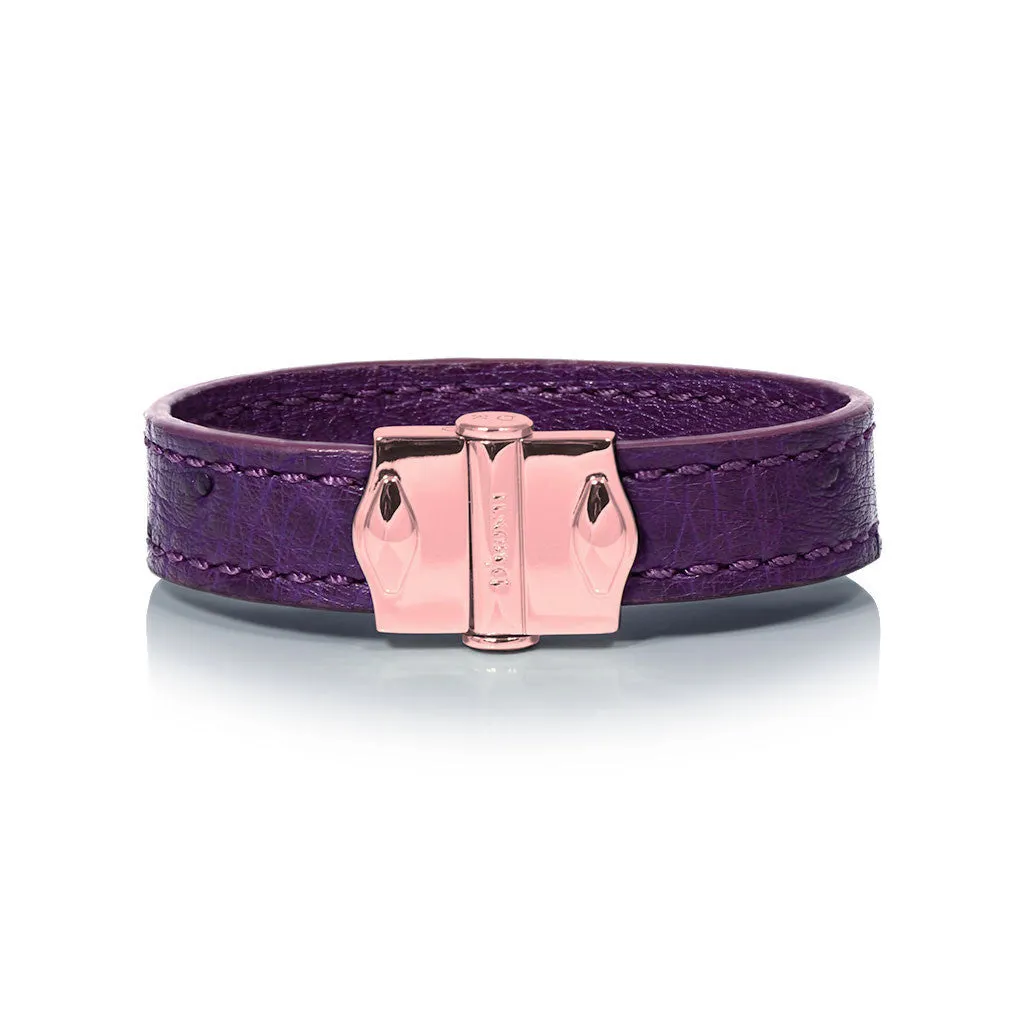 D'Monti Bordeaux Purple - France Luxe Genuine Ostrich Leather Mens Bracelet