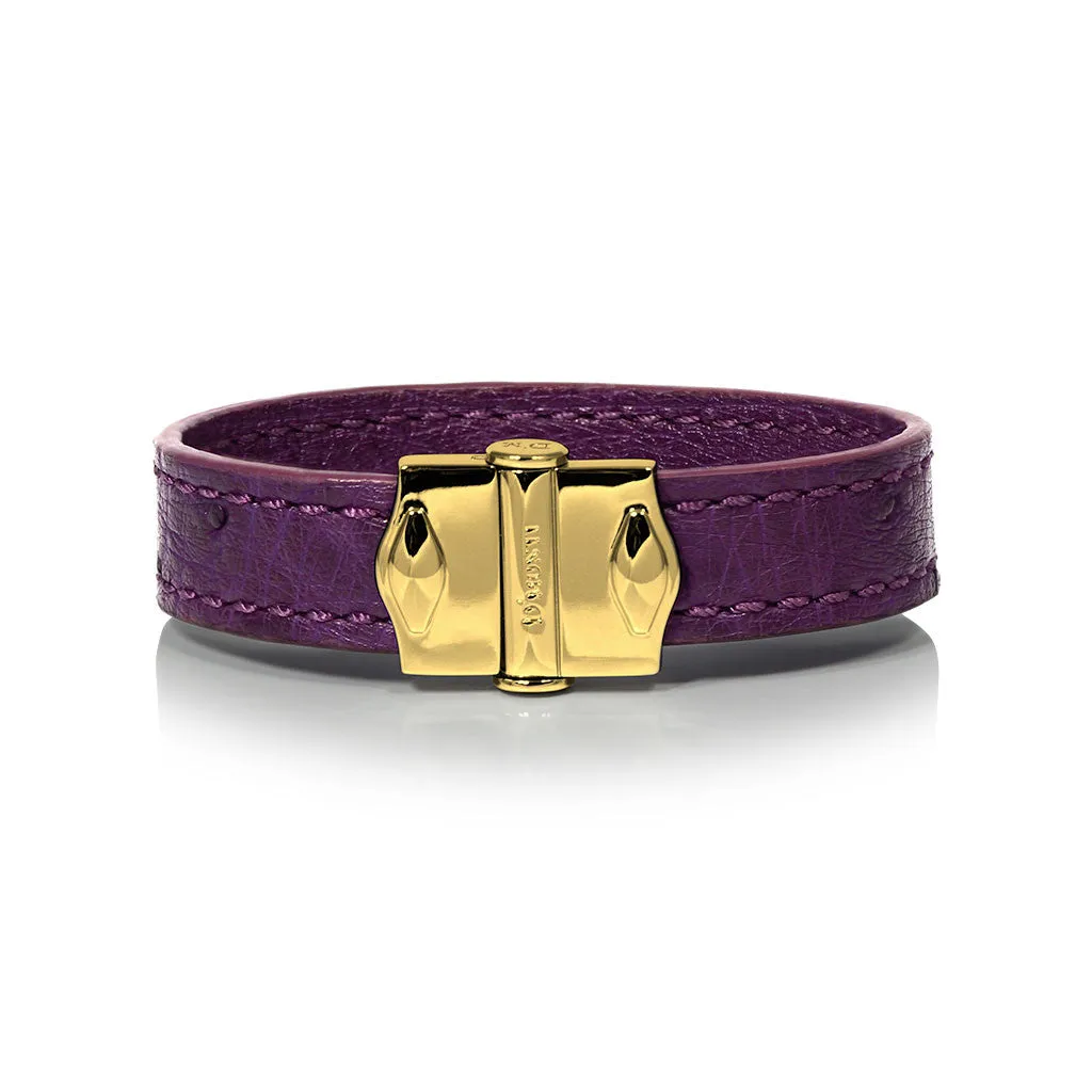 D'Monti Bordeaux Purple - France Luxe Genuine Ostrich Leather Mens Bracelet