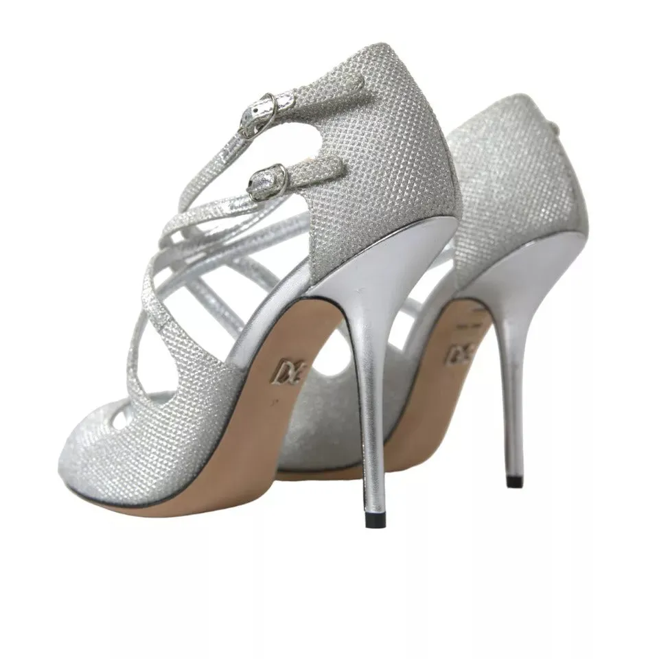 Dolce&Gabbana Women Silver Sandals Polyurethane Strappy High Heel Shoes EUR 40.5