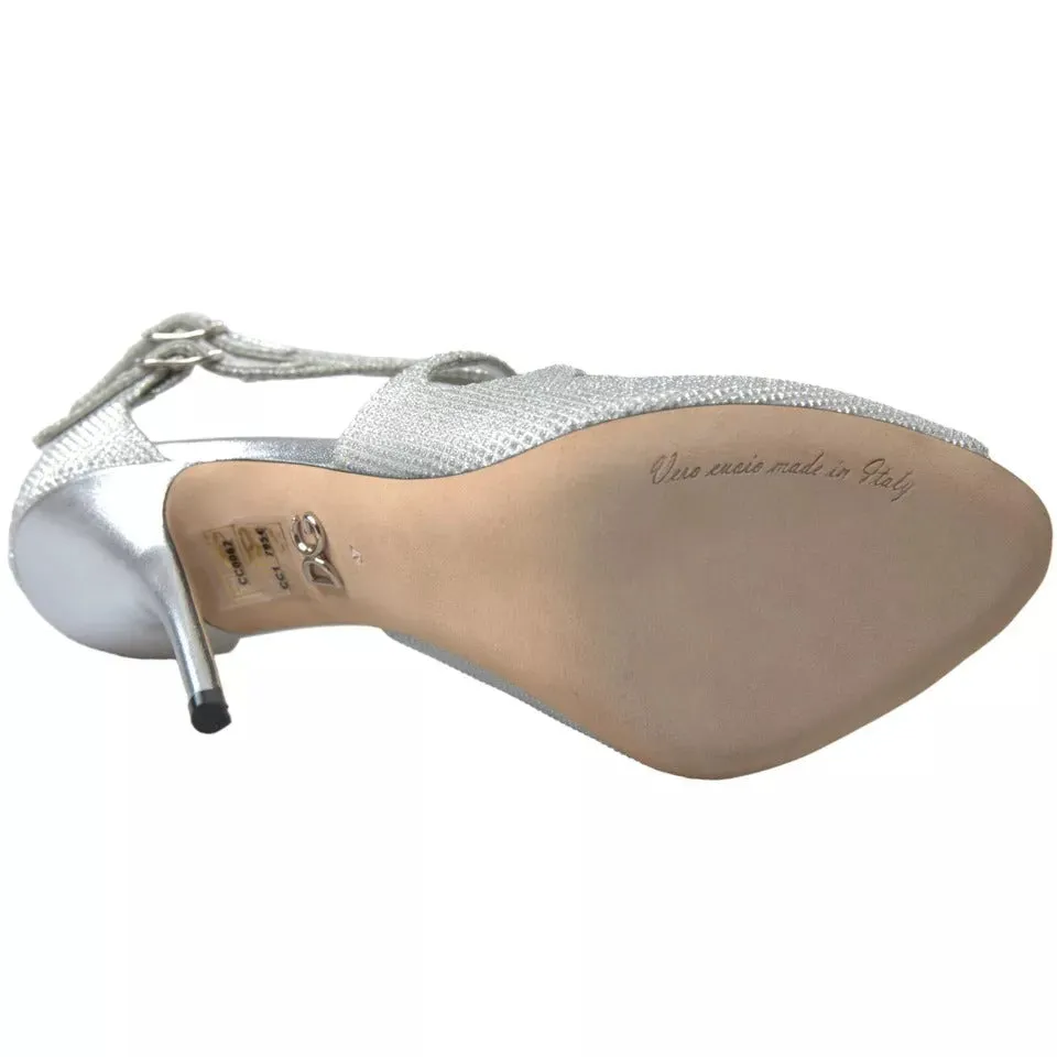 Dolce&Gabbana Women Silver Sandals Polyurethane Strappy High Heel Shoes EUR 40.5