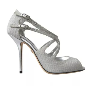 Dolce&Gabbana Women Silver Sandals Polyurethane Strappy High Heel Shoes EUR 40.5
