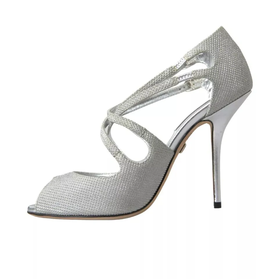 Dolce&Gabbana Women Silver Sandals Polyurethane Strappy High Heel Shoes EUR 40.5