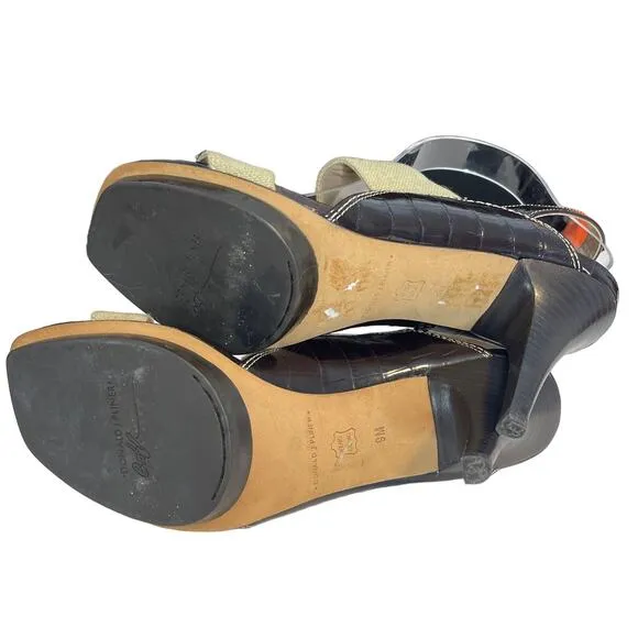 DONALD J PLINER Nika Leather Colorblock Pattern Slingback Heels Size 9